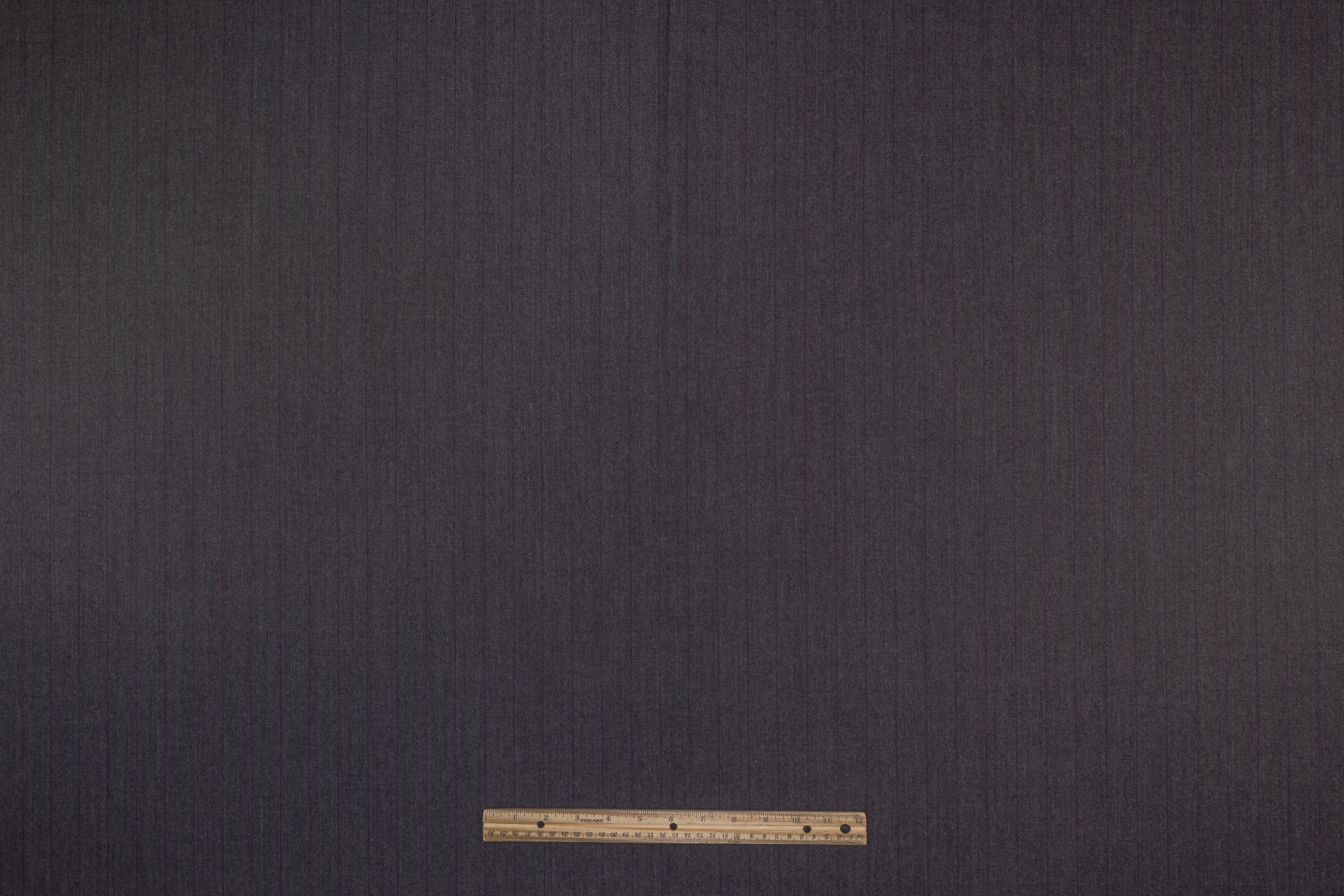 Pinstriped Italian Wool Suiting - Gray / Fuchsia