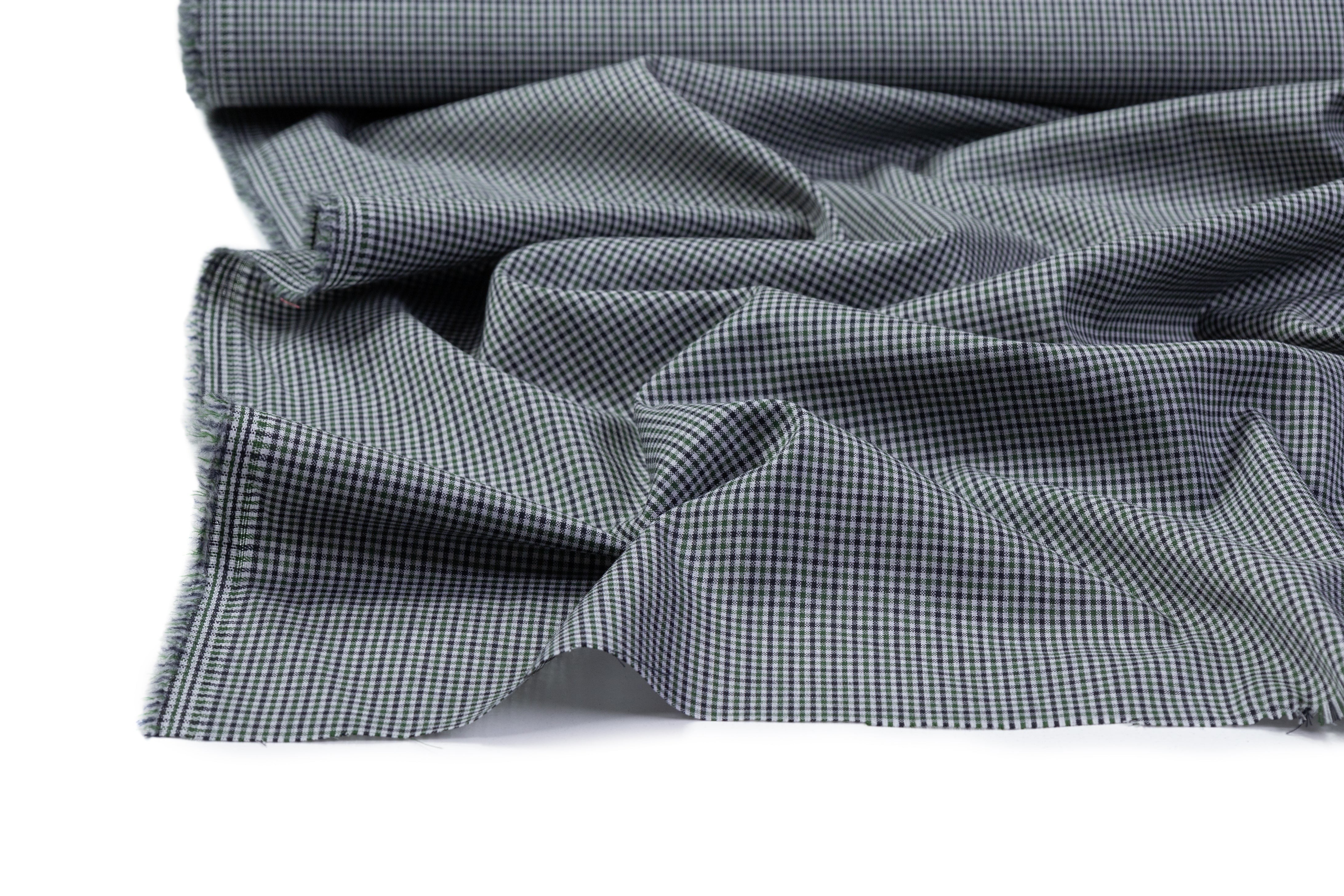 Tallia di Delfino - Micro Plaid Italian Wool Suiting - Green