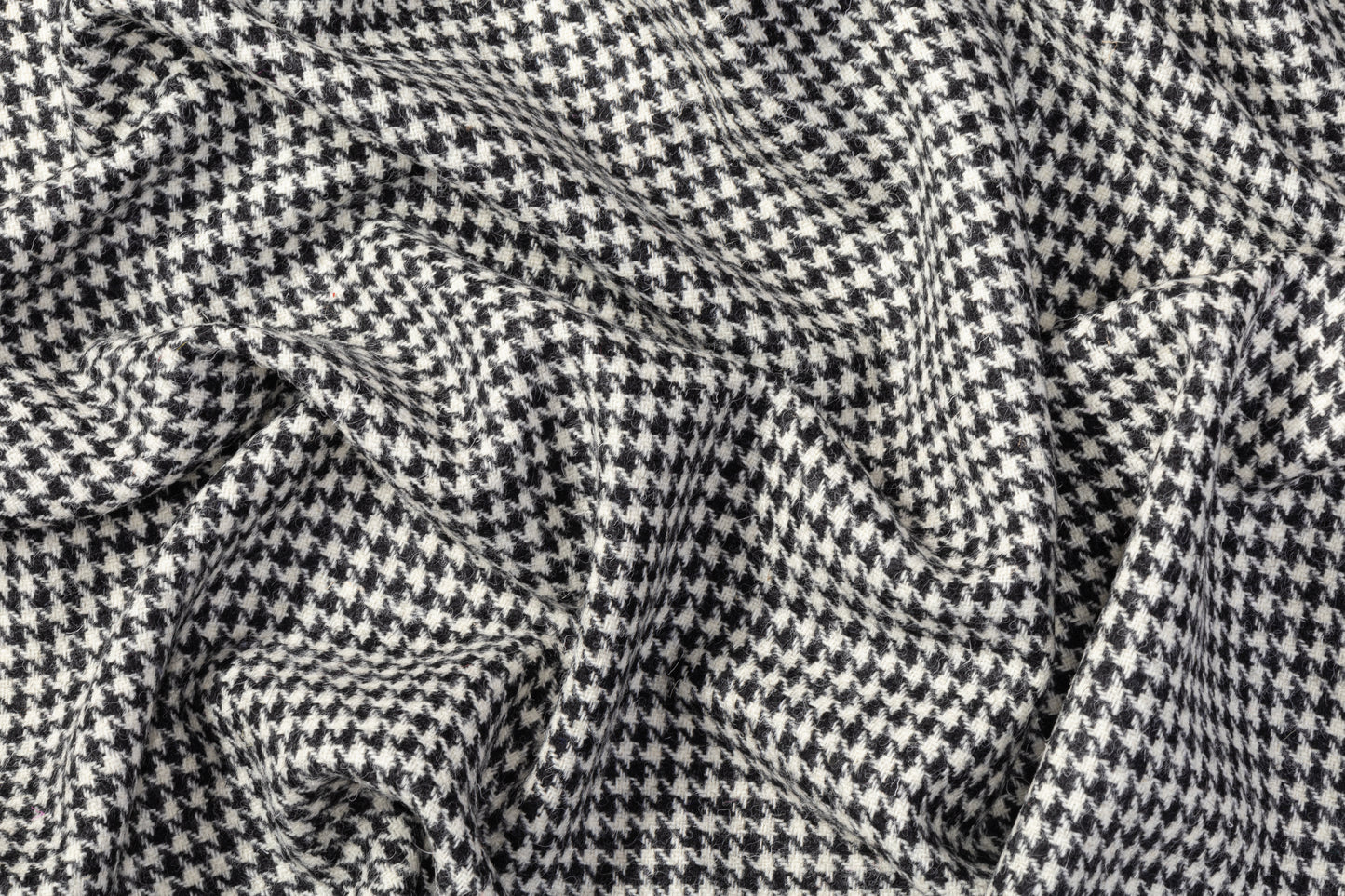 Houndstooth Wool Tweed Coating - Black / White