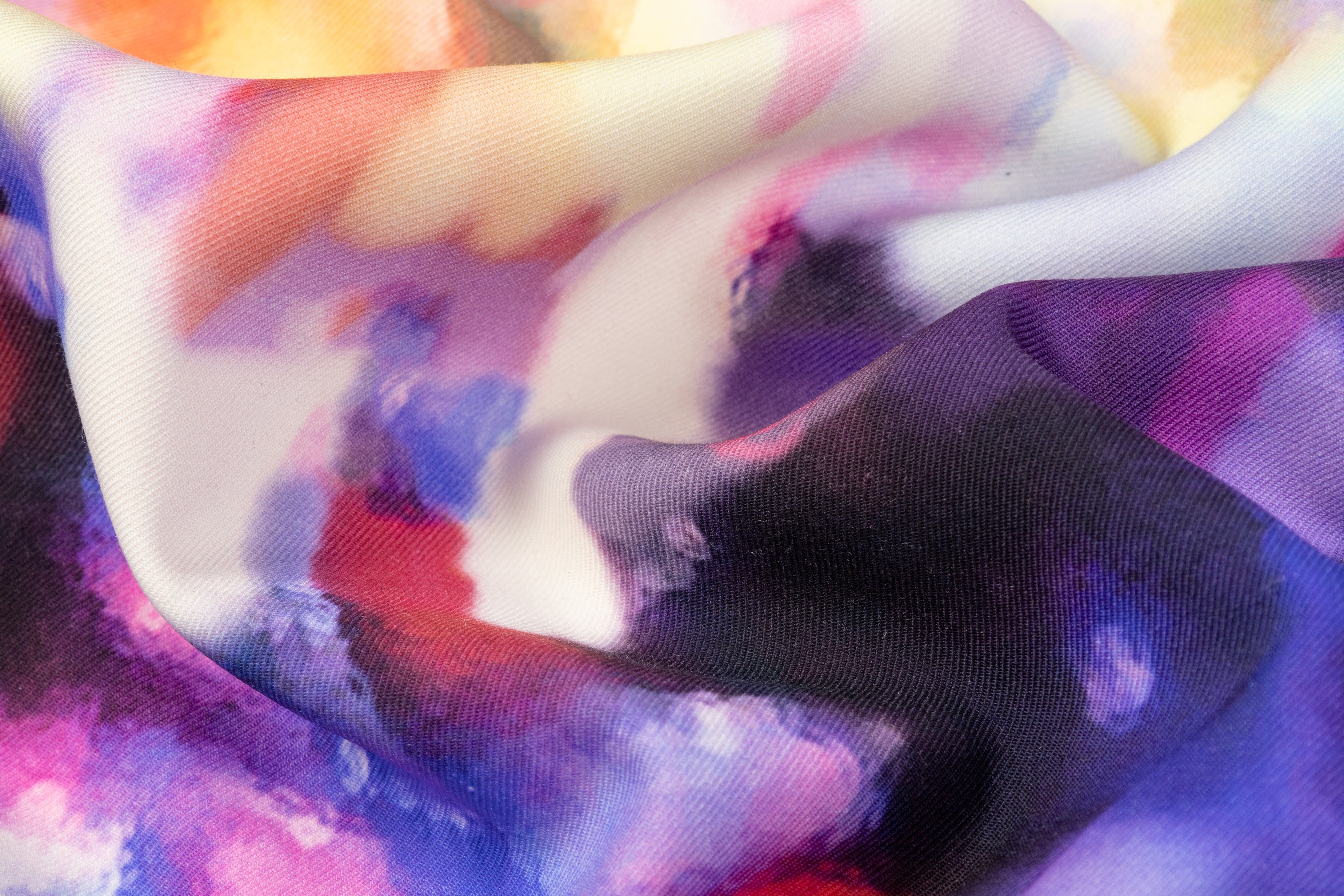 Abstract Italian Silk and Wool Twill - Multicolor