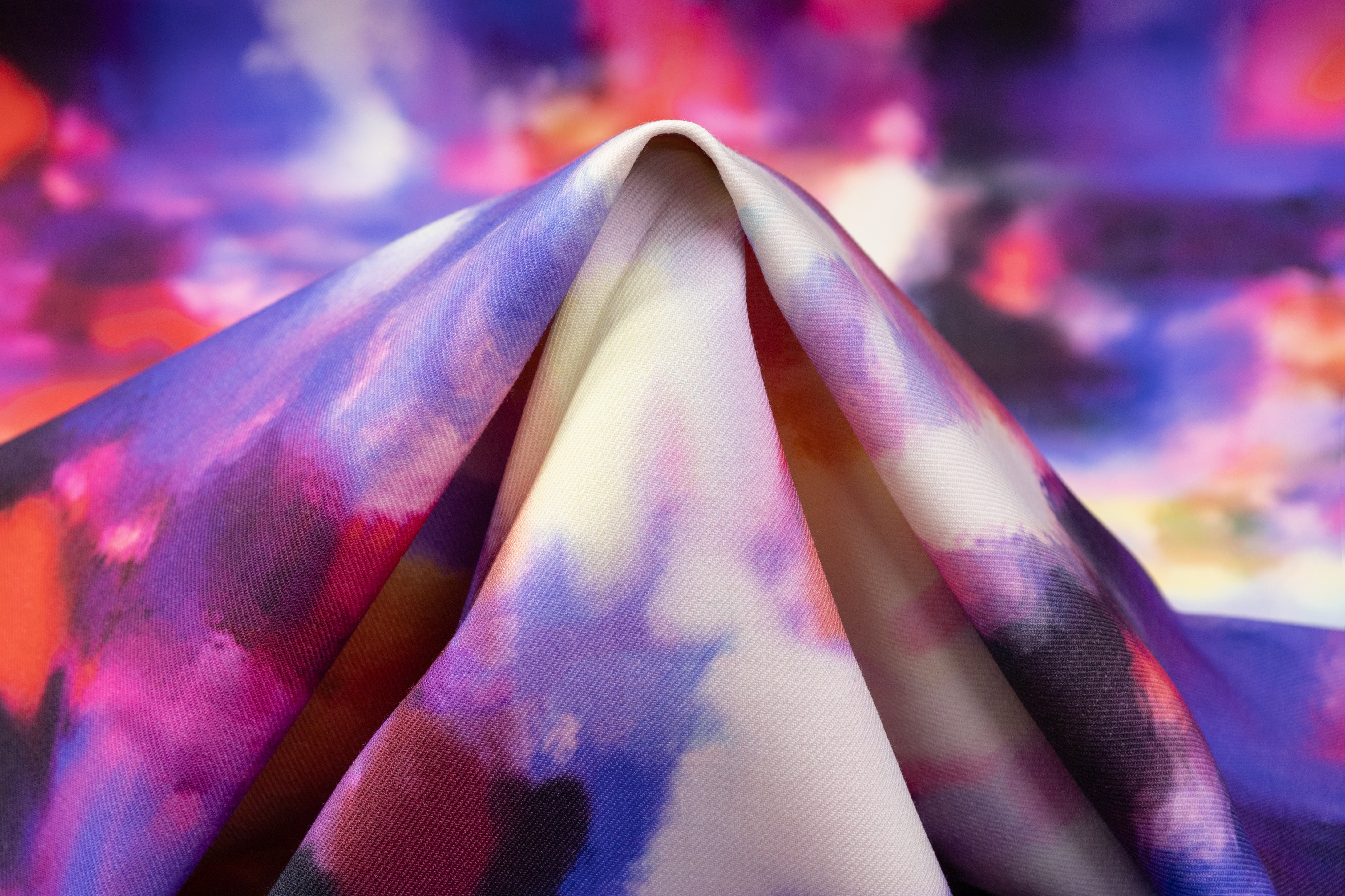 Abstract Italian Silk and Wool Twill - Multicolor
