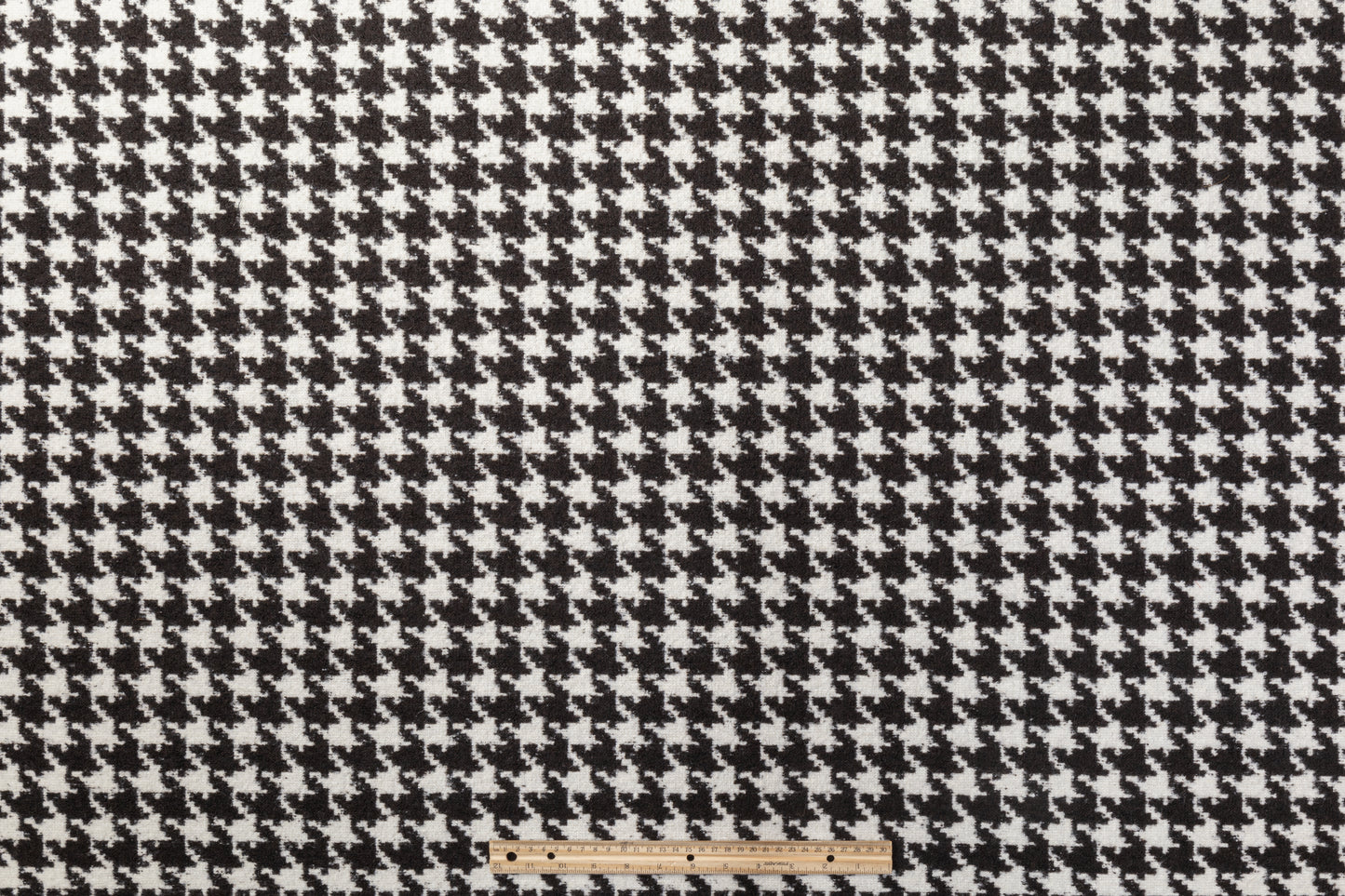 Double-Faced Houndstooth Wool Tweed - Black / Dark Brown / White