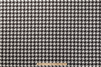 Double-Faced Houndstooth Wool Tweed - Black / Dark Brown / White