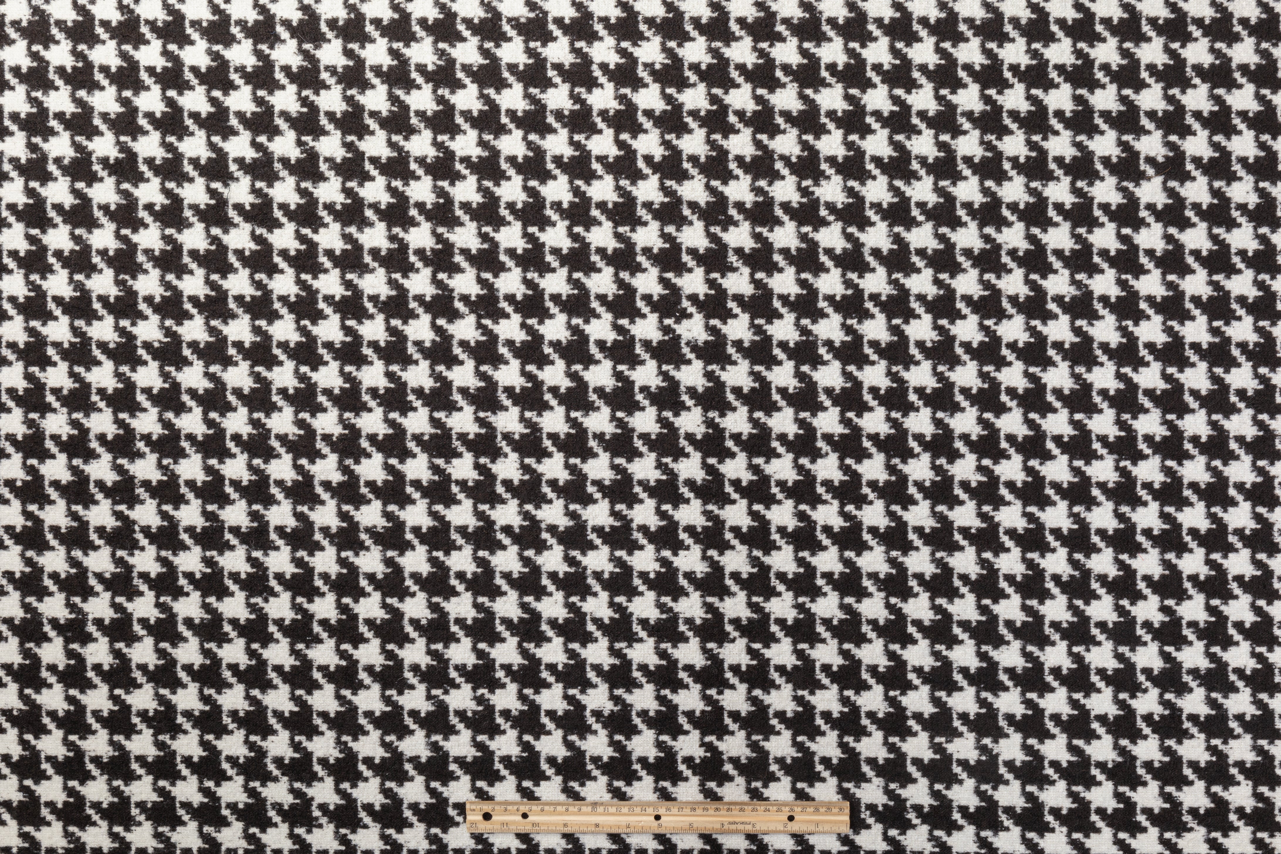 Double-Faced Houndstooth Wool Tweed - Black / Dark Brown / White