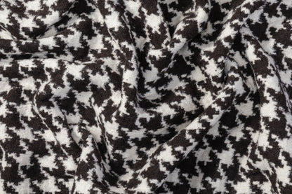 Double-Faced Houndstooth Wool Tweed - Black / Dark Brown / White