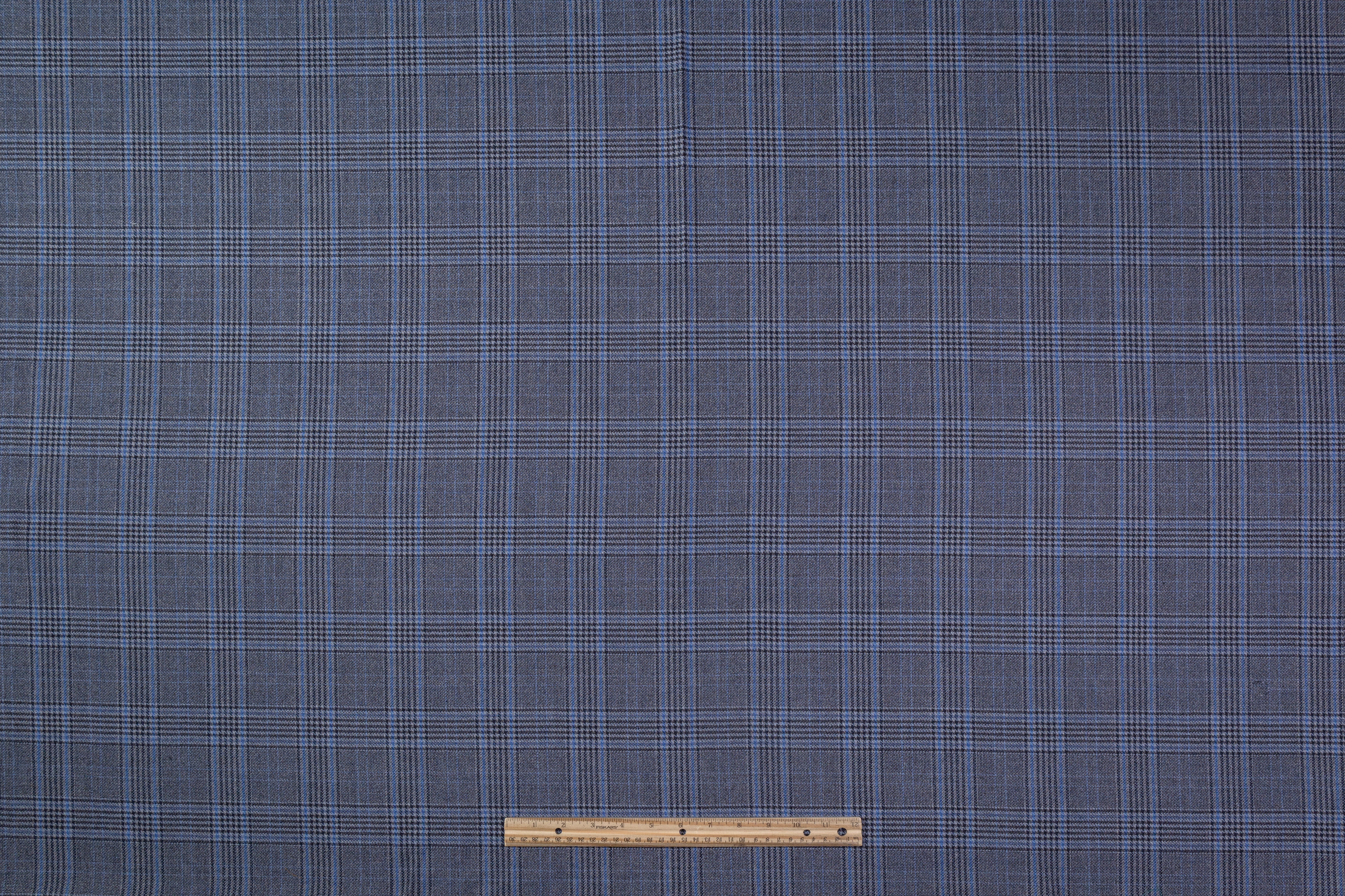 Checked Italian Wool Suiting - Blue / Gray
