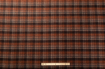 Double-Faced Plaid Boiled Wool - Brown