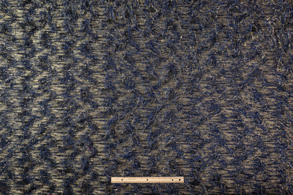 Fringed Metallic Italian Jacquard - Navy / Gold / Black