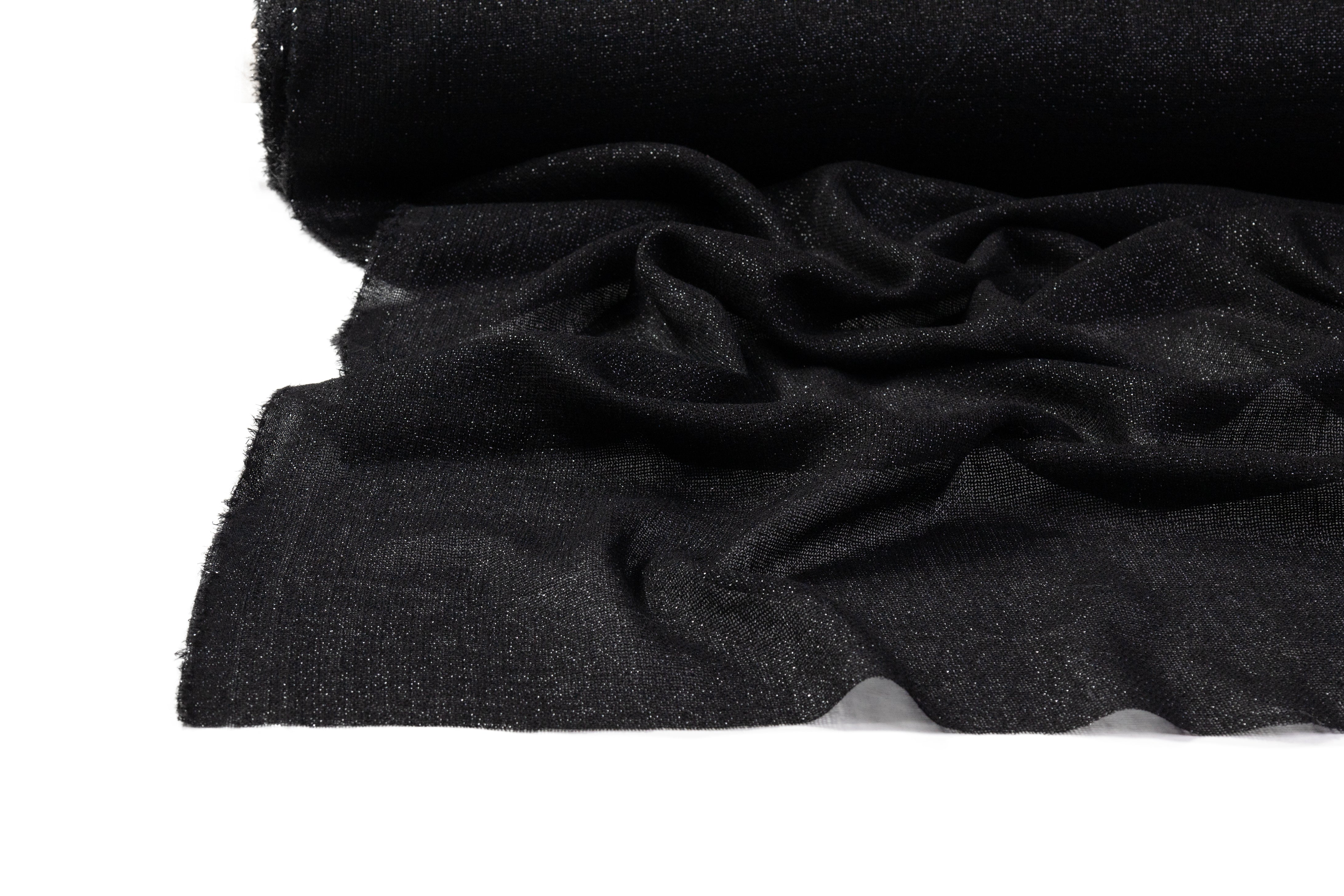 Metallic Italian Wool Gauze - Black / Silver