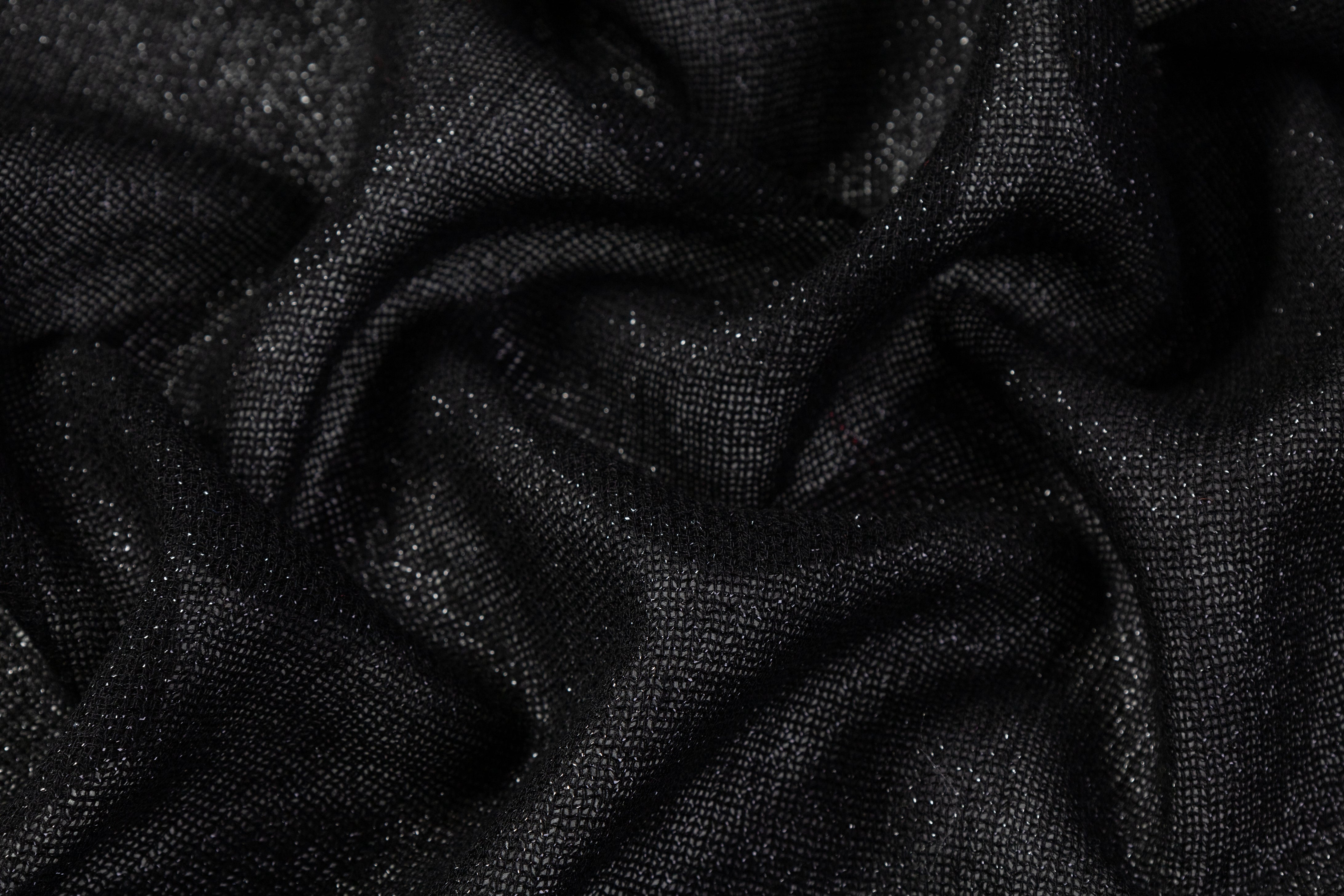 Metallic Italian Wool Gauze - Black / Silver
