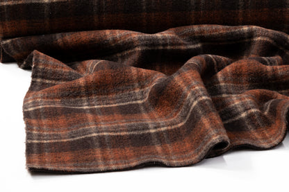 Double-Faced Plaid Boiled Wool - Brown