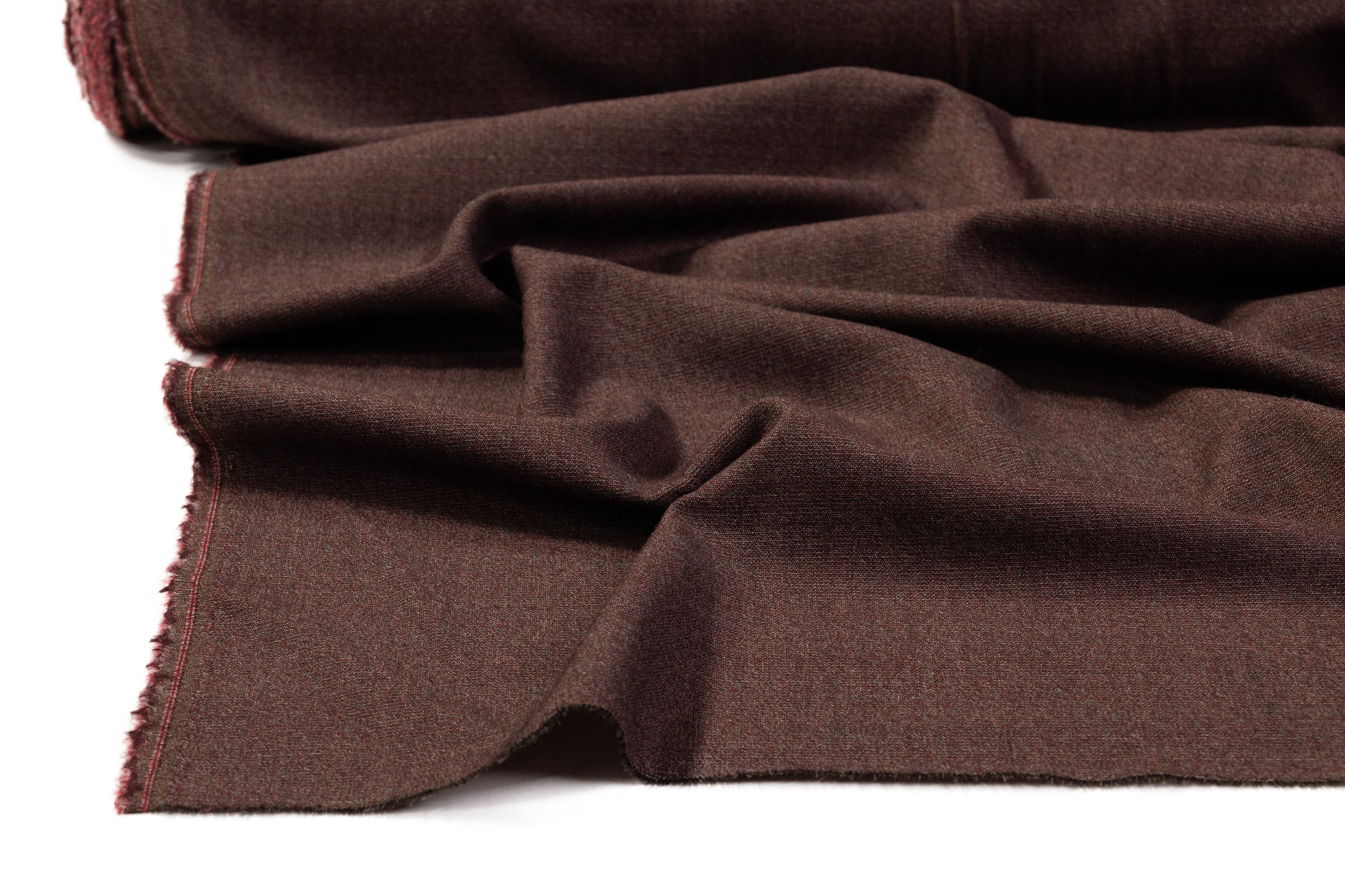 Heathered Italian Wool Suiting - Burgundy