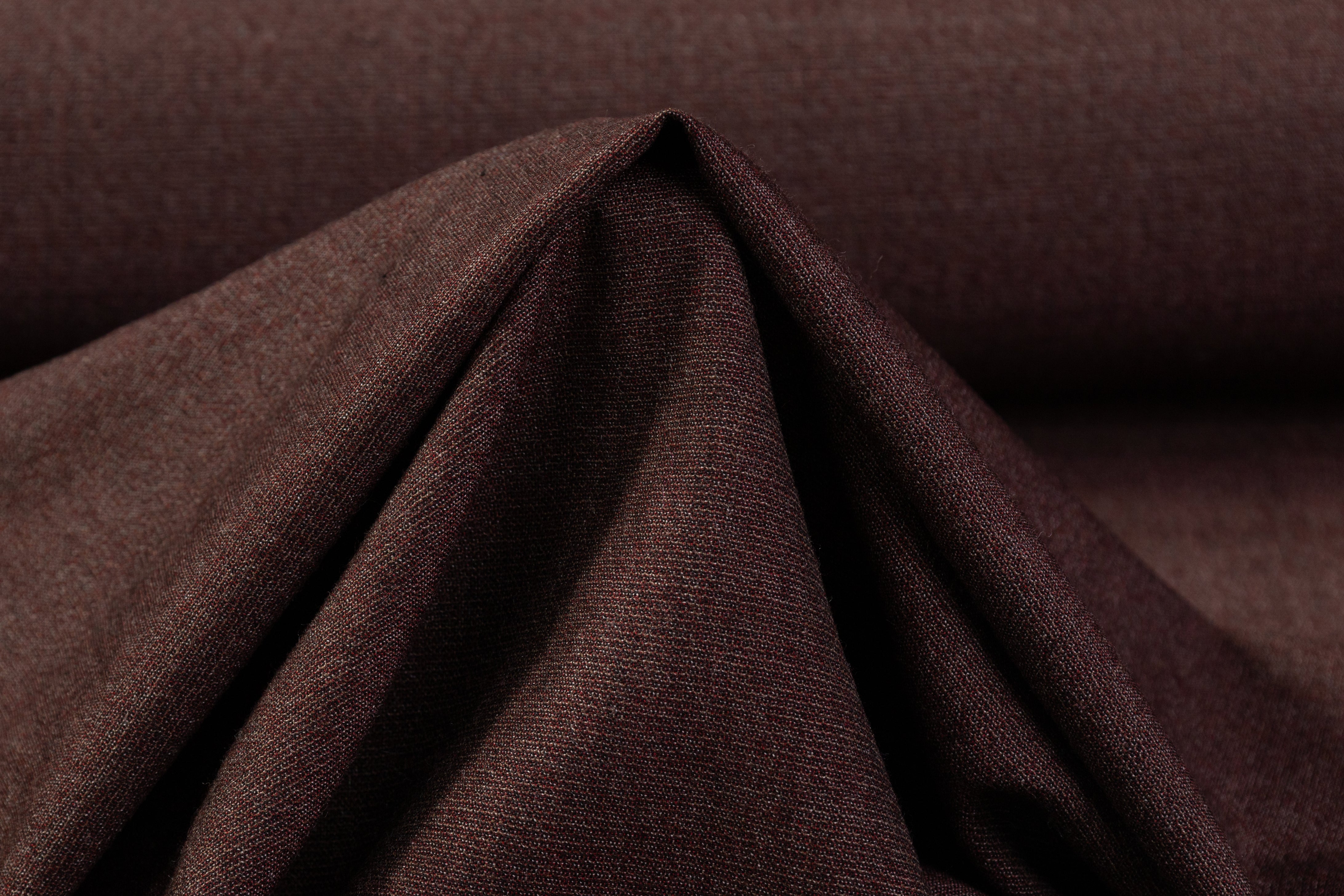 Heathered Italian Wool Suiting - Burgundy