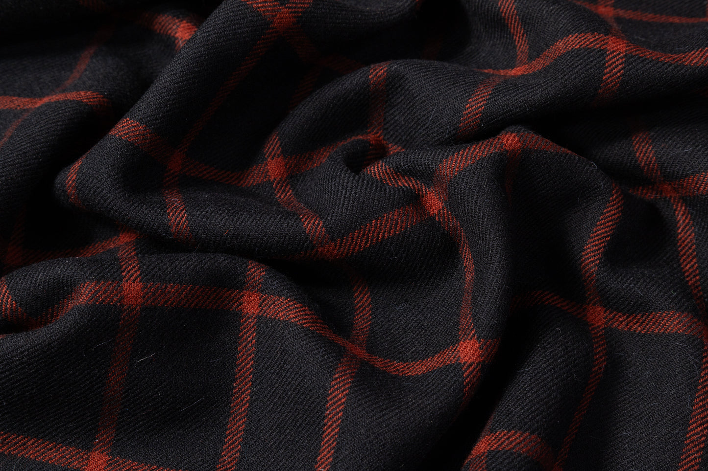 Double Faced Italian Wool Coating - Black / Red