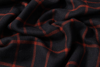 Double Faced Italian Wool Coating - Black / Red
