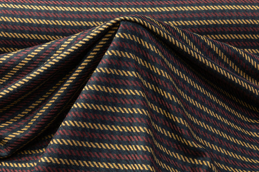 Striped Italian Wool Nylon Tweed - Maroon / Yellow / Green