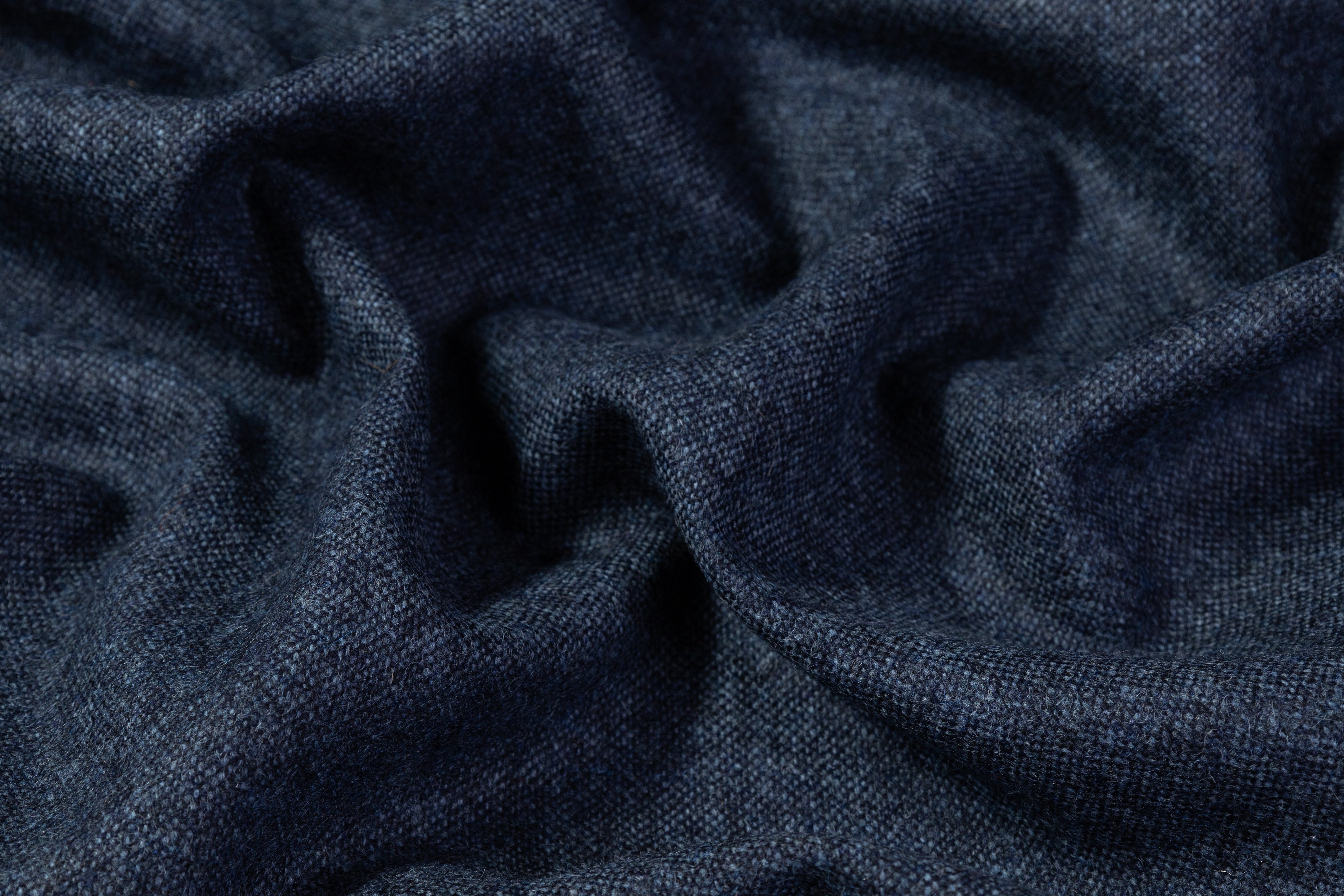 Italian Wool Tweed Suiting - Deep Blue