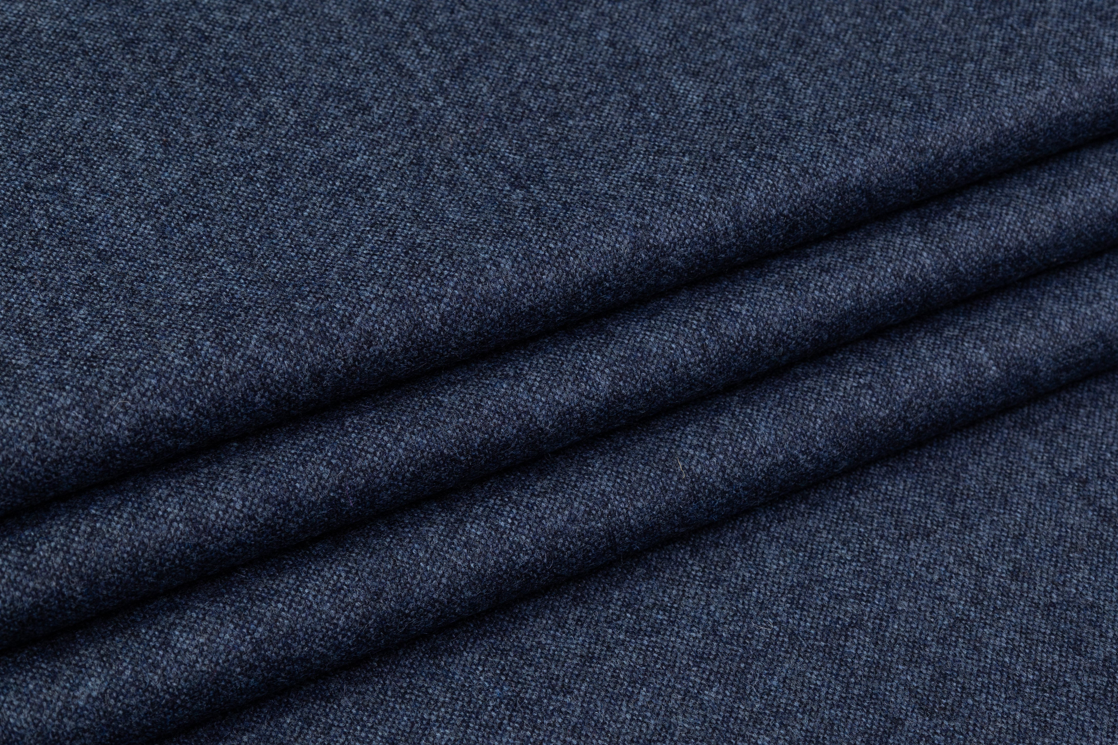 Italian Wool Tweed Suiting - Deep Blue