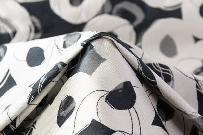 Double Faced Geometric Italian Brocade - Off White / Black