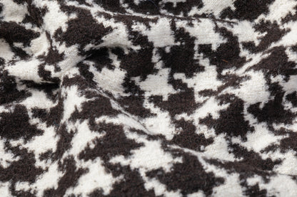 Double-Faced Houndstooth Wool Tweed - Black / Dark Brown / White