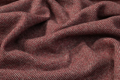 Double Faced Checked Wool Knit - Maroon / Brown
