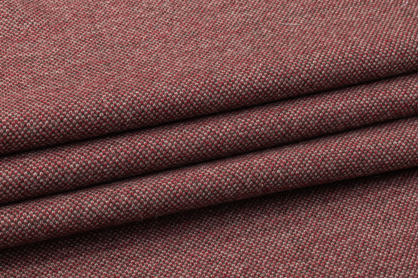 Double Faced Checked Wool Knit - Maroon / Brown