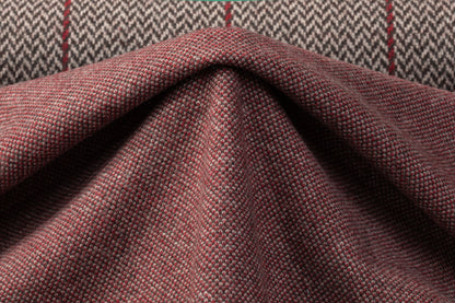 Double Faced Checked Wool Knit - Maroon / Brown