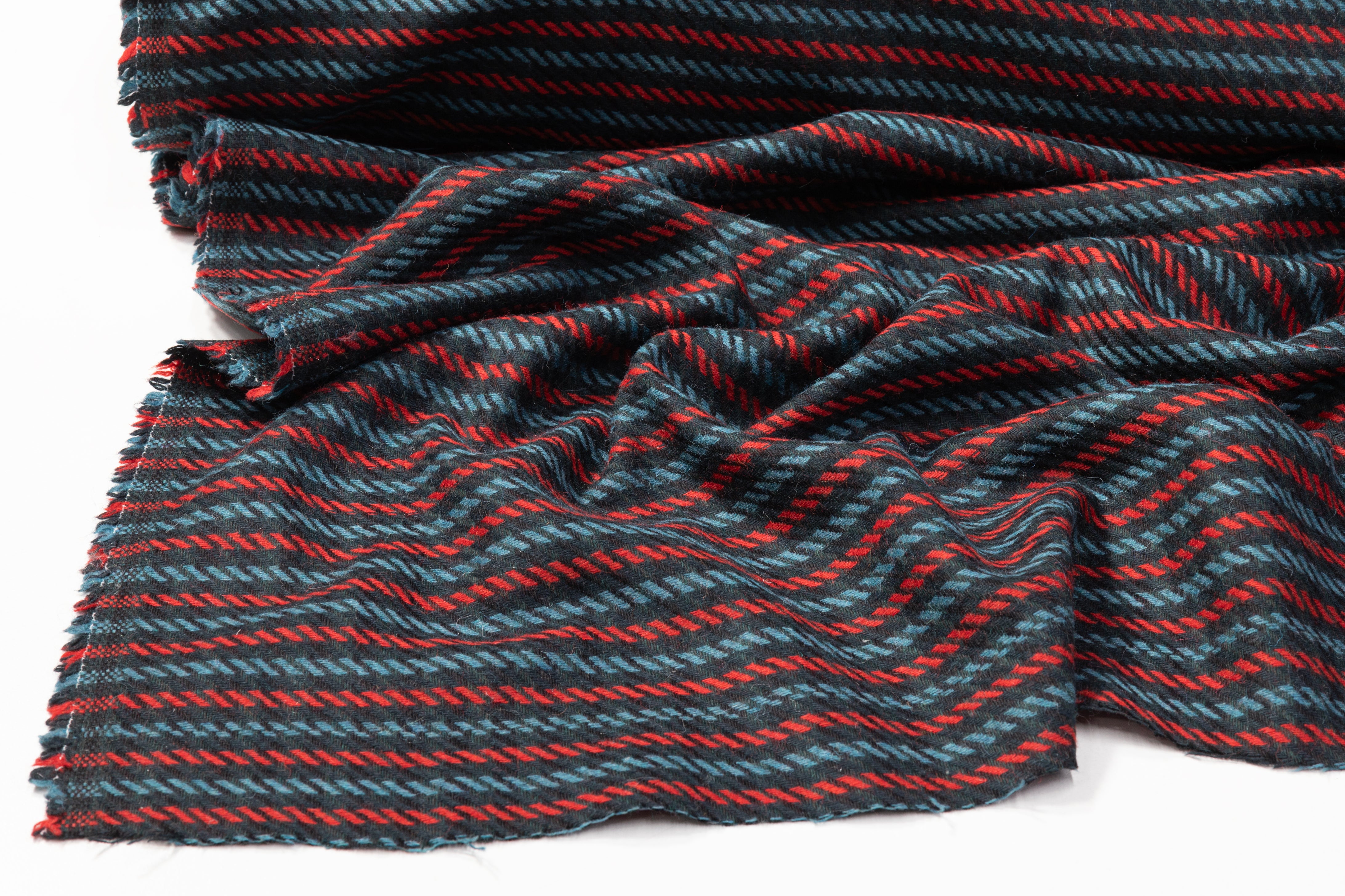 Striped Italian Wool Nylon Blend - Red / Blue / Green