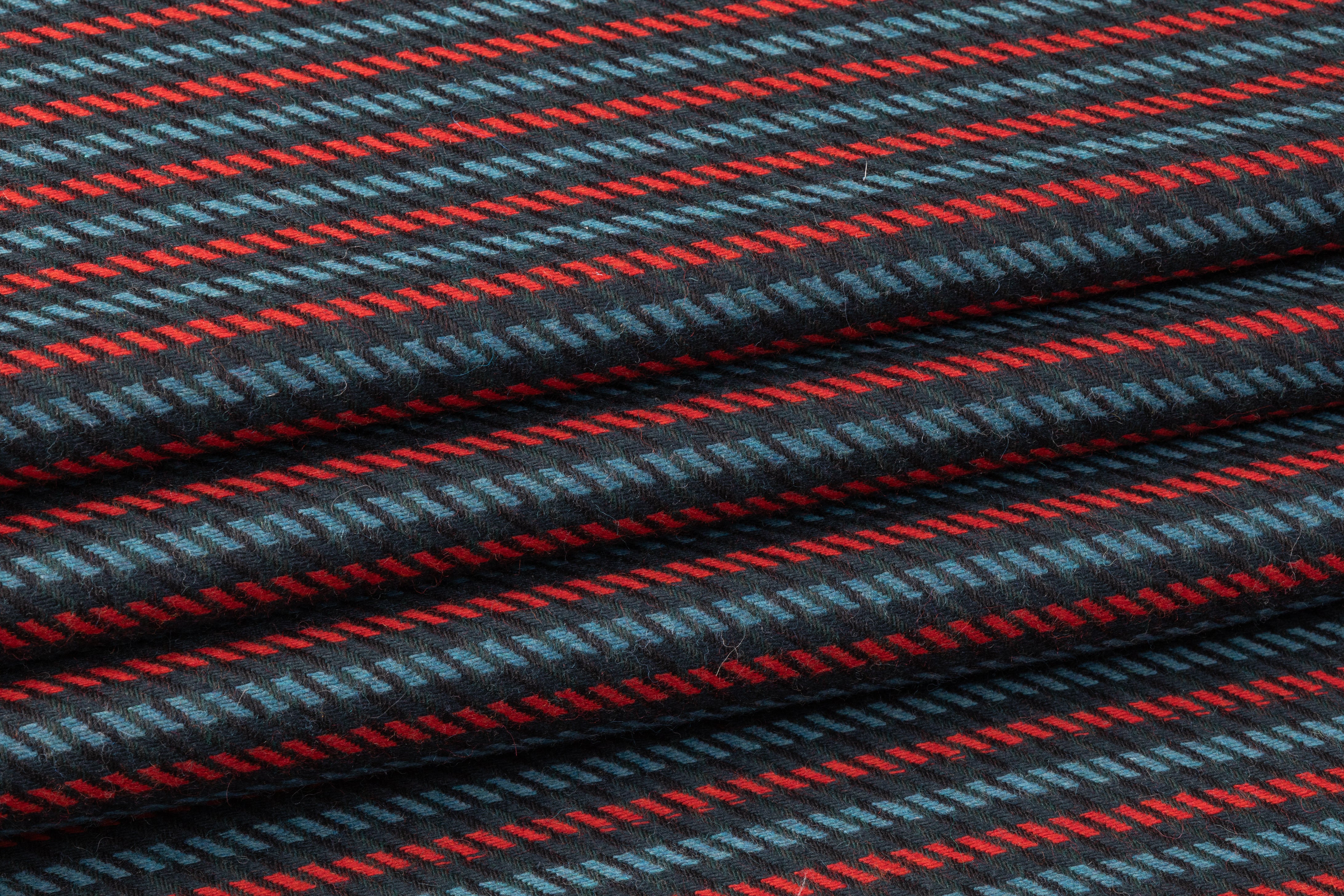 Striped Italian Wool Nylon Blend - Red / Blue / Green