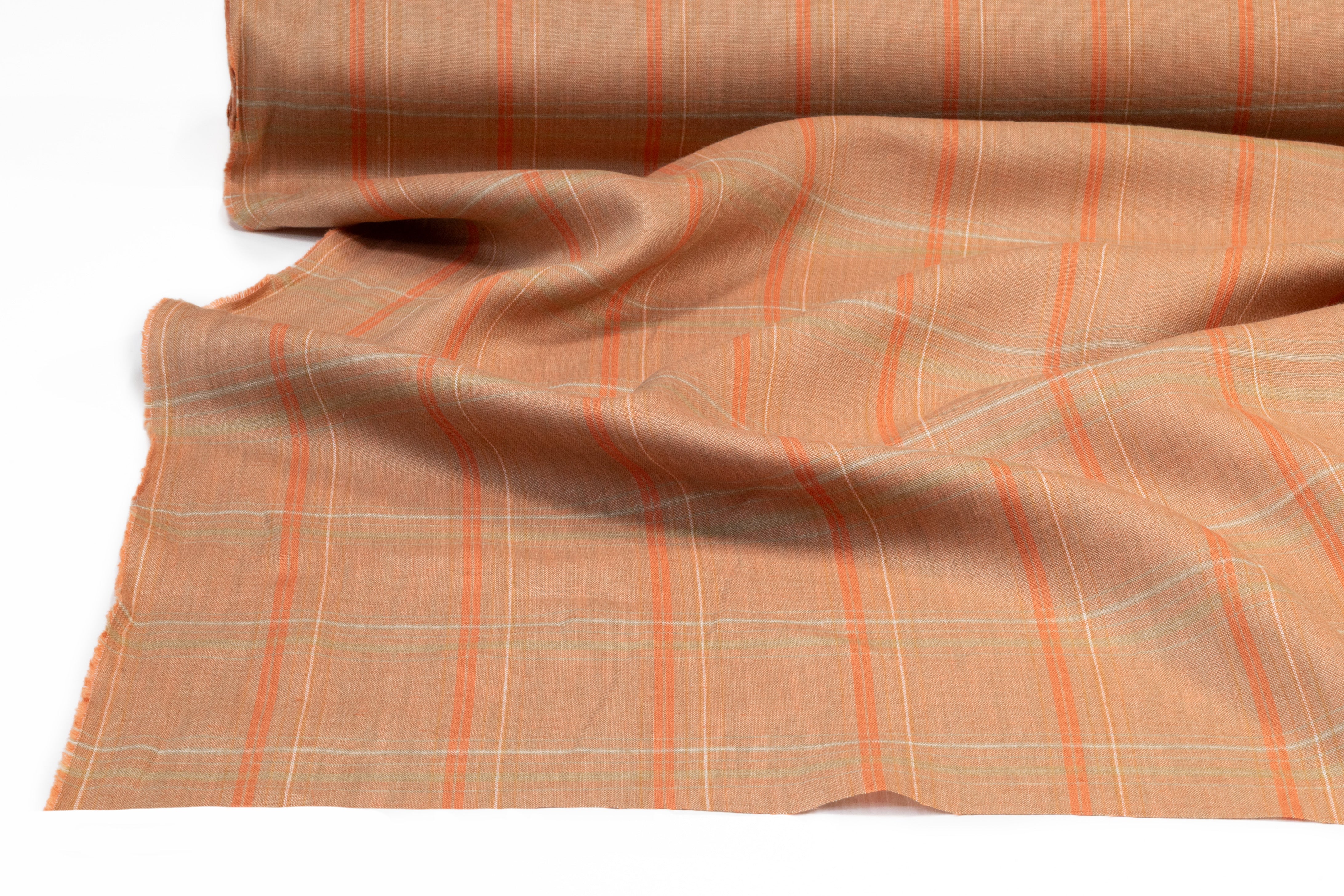 Plaid Linen - Terracotta / Sage