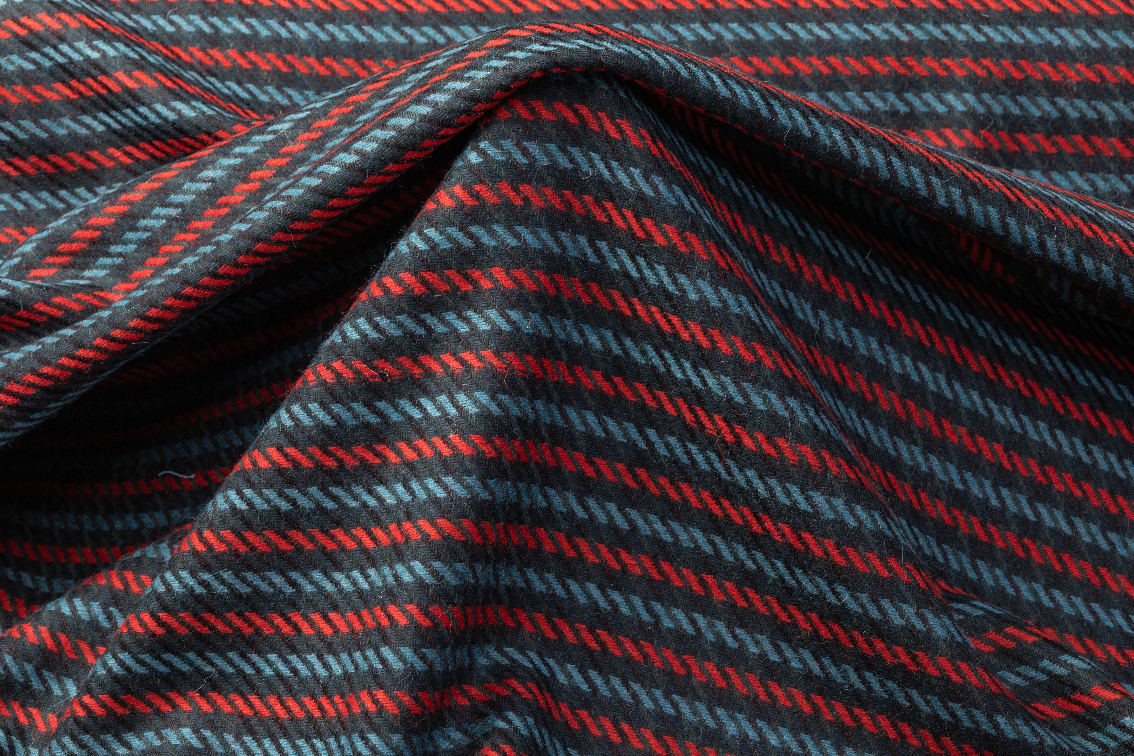 Striped Italian Wool Nylon Blend - Red / Blue / Green
