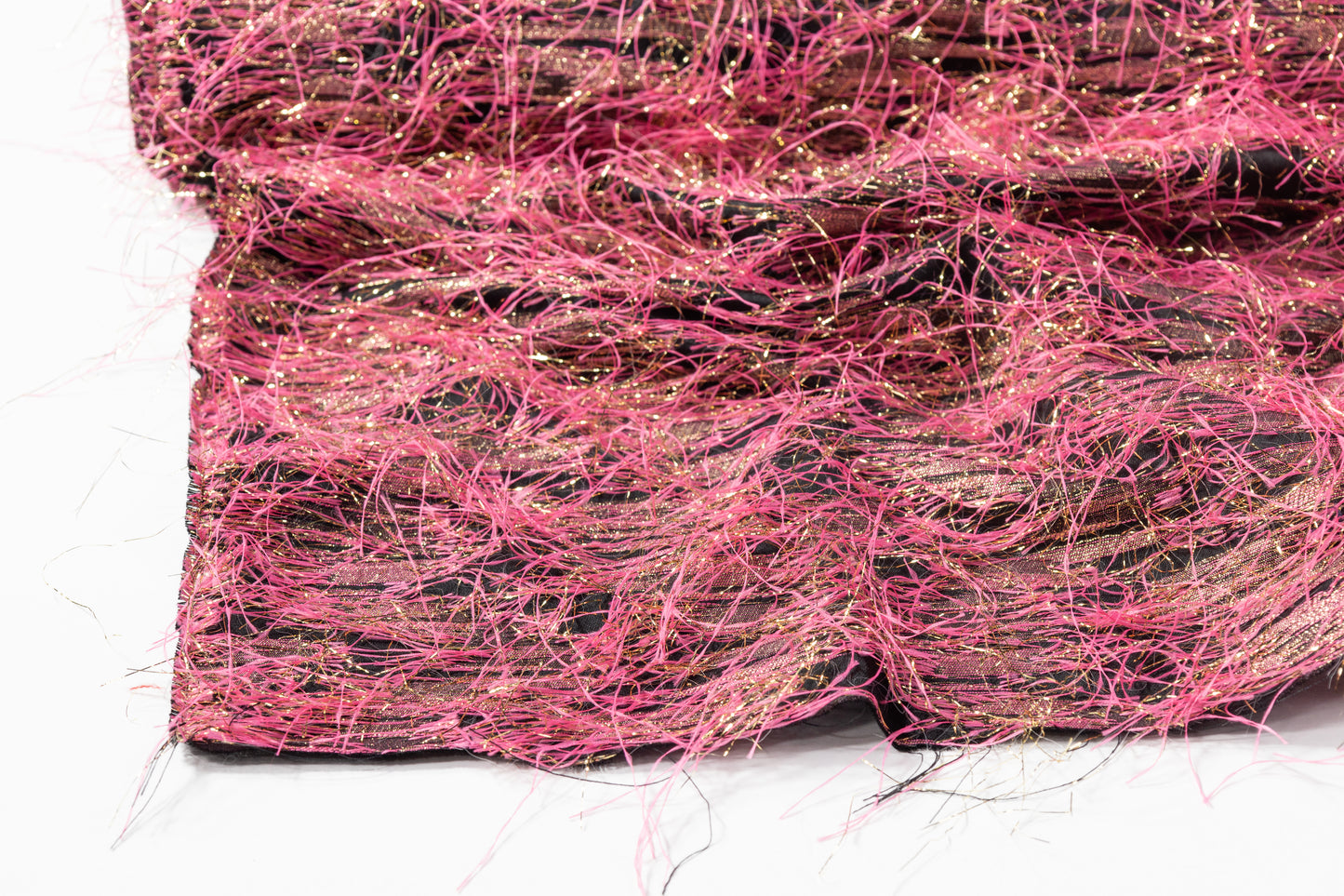 Fringed Metallic Italian Jacquard - Pink / Gold / Black