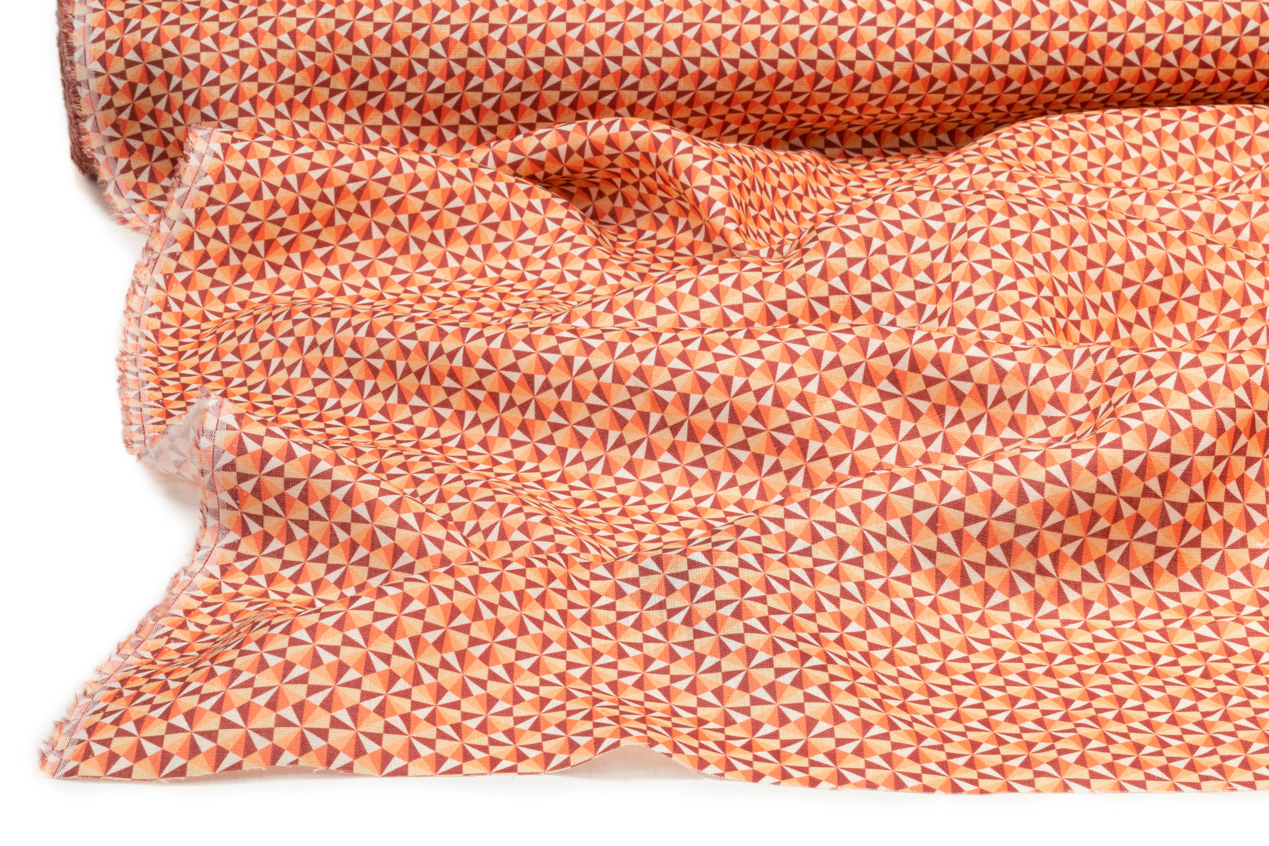 Geometric Linen Print - Peach