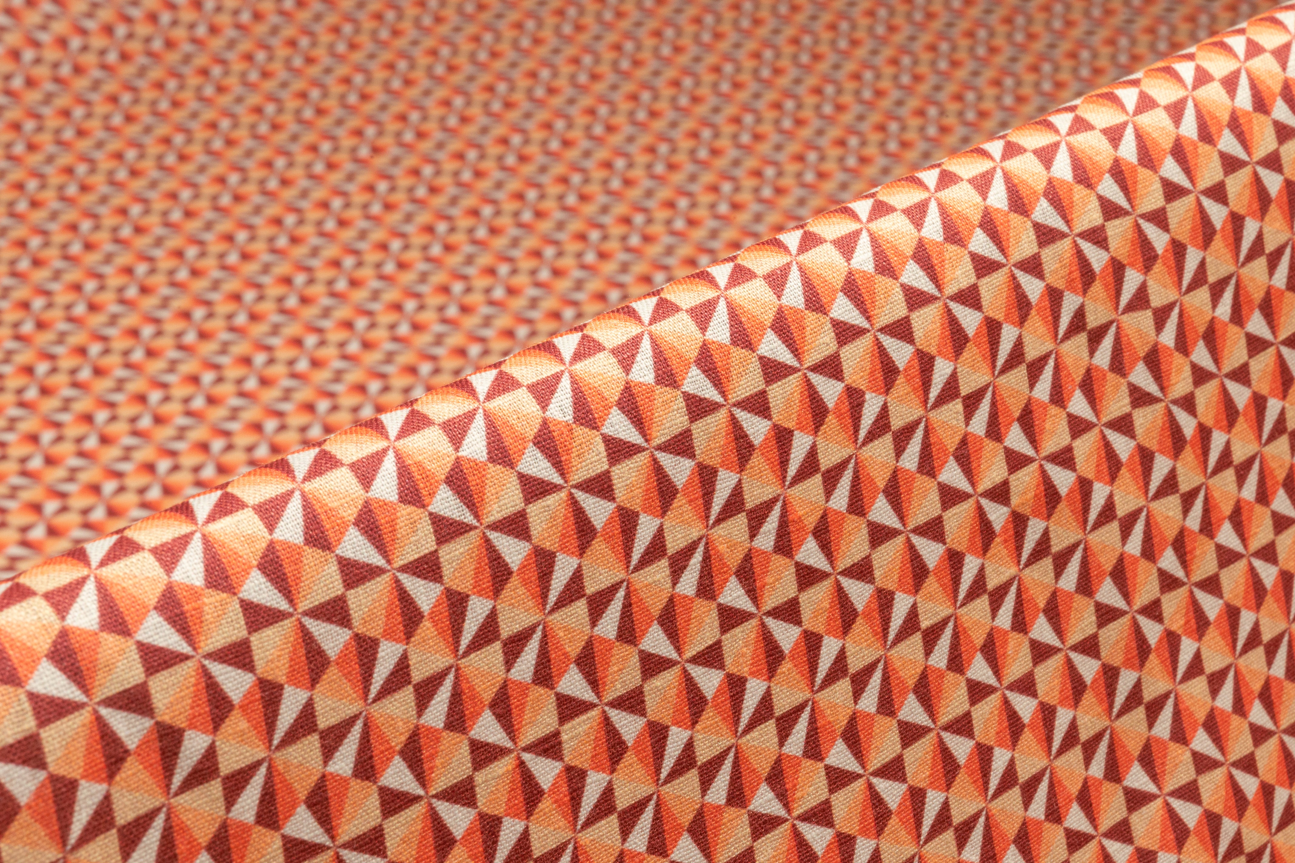 Geometric Linen Print - Peach