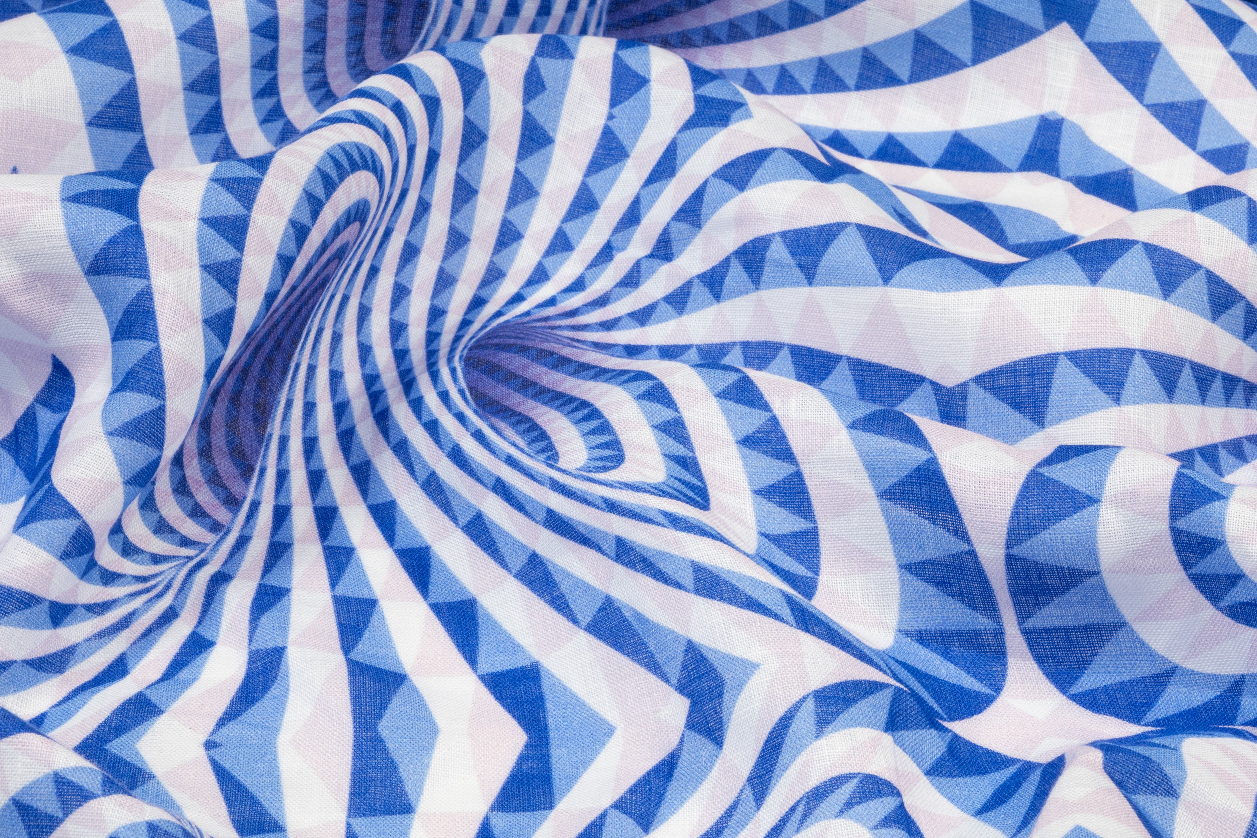 Kaleidoscope Linen Print - Blue