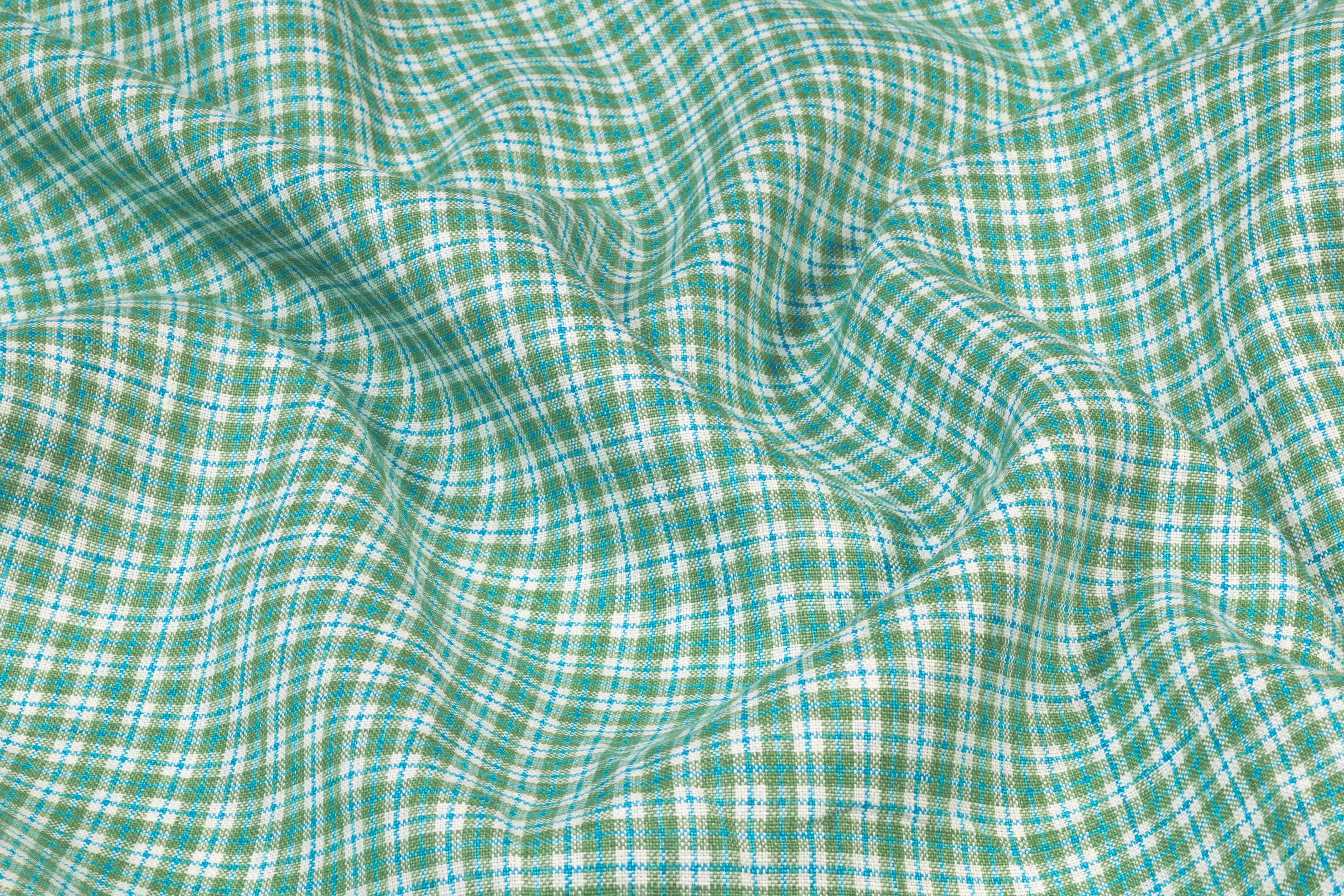 Checked Linen - Green / Blue