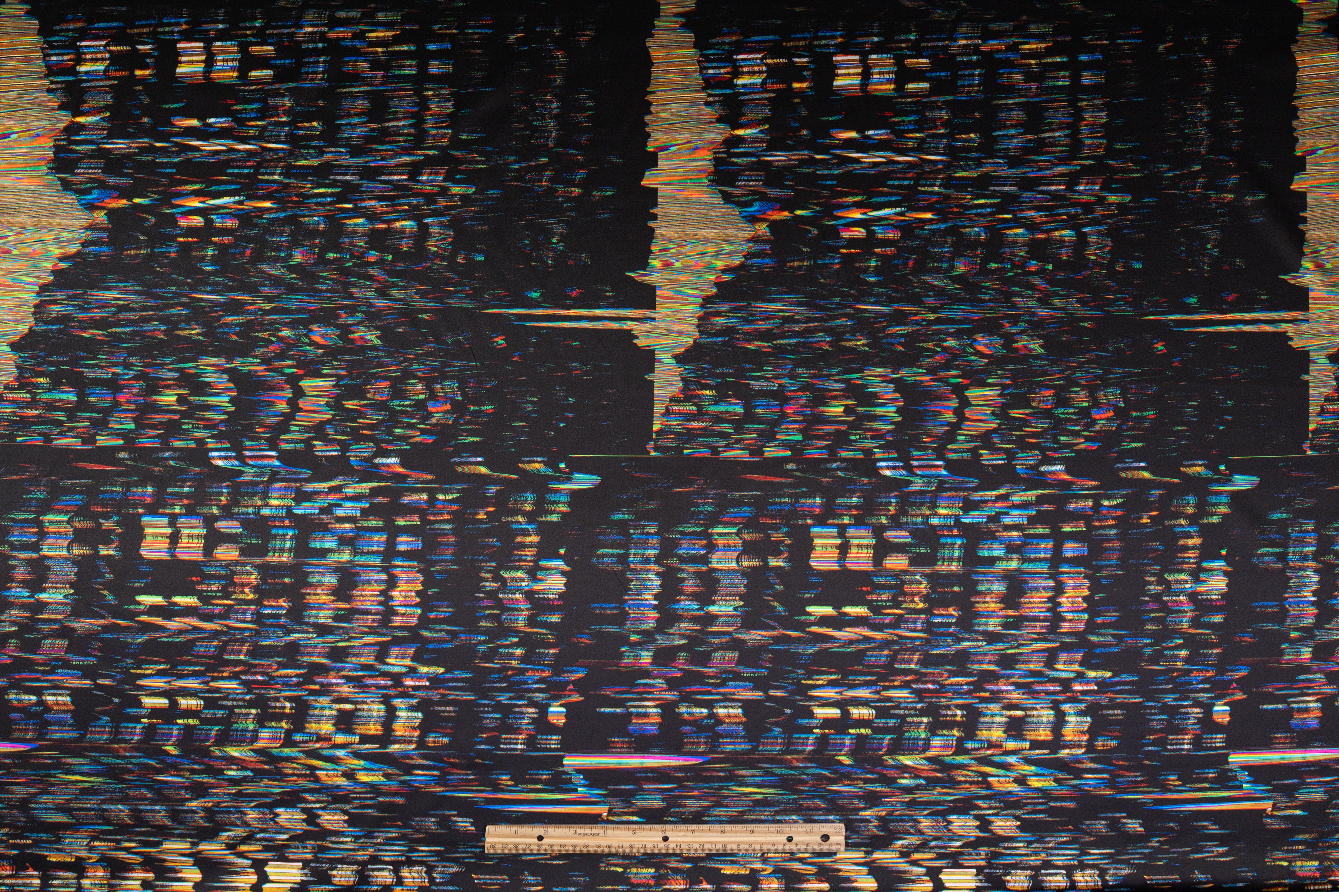 Abstract Italian Poly Satin - Black / Multicolor