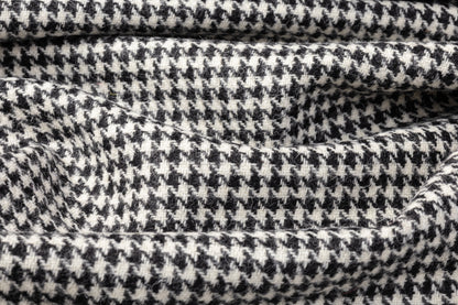 Houndstooth Wool Tweed Coating - Black / White