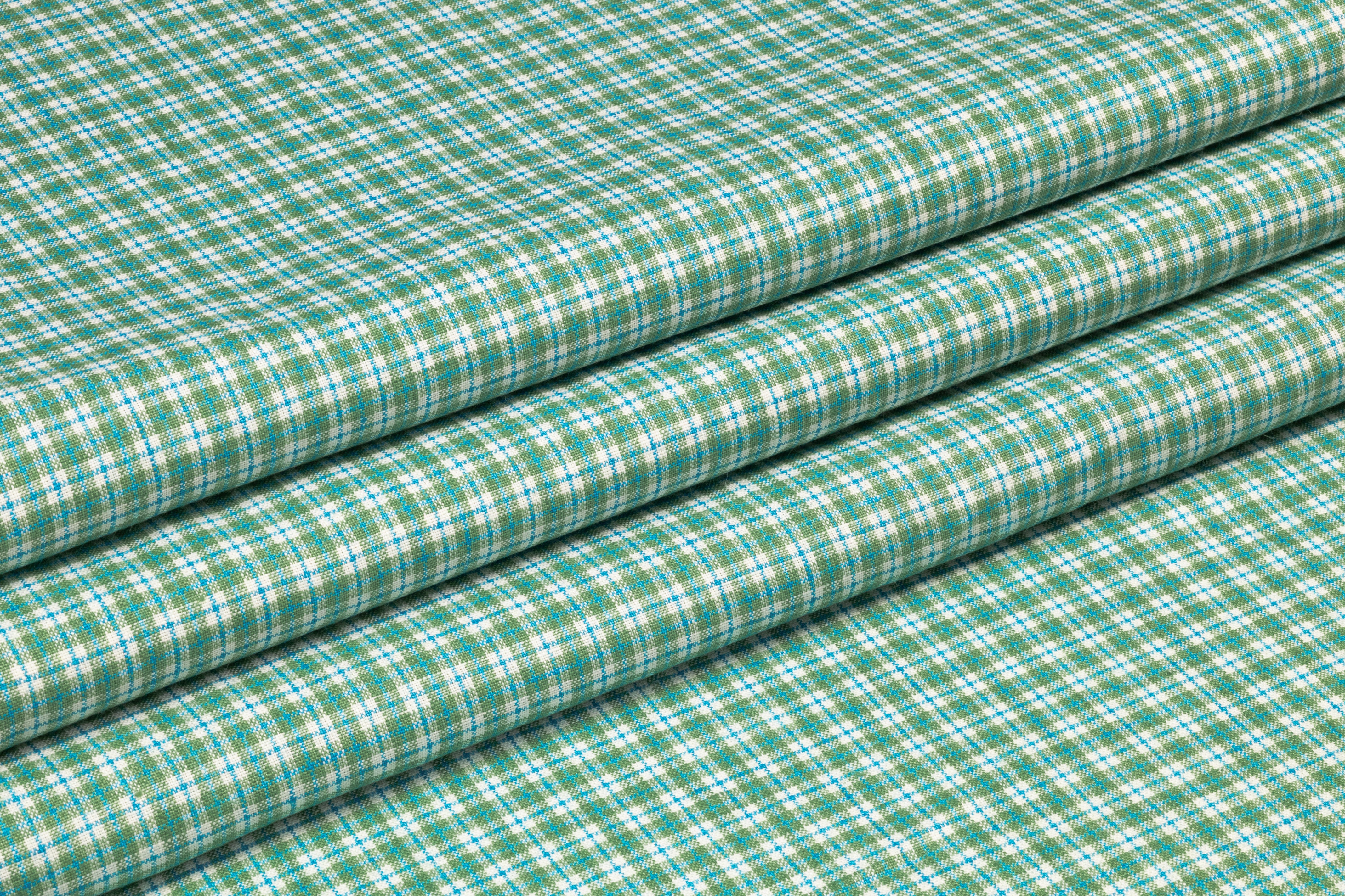 Checked Linen - Green / Blue