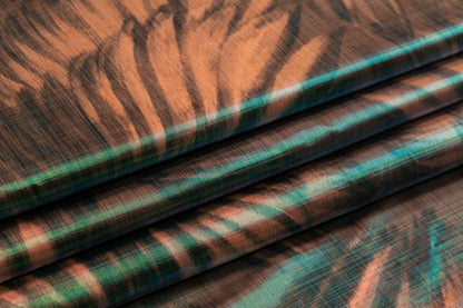 Iridescent Metallic Italian Chiné - Green / Peach