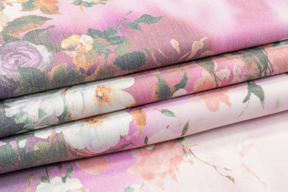 Floral Printed Italian Wool Twill - Multicolor