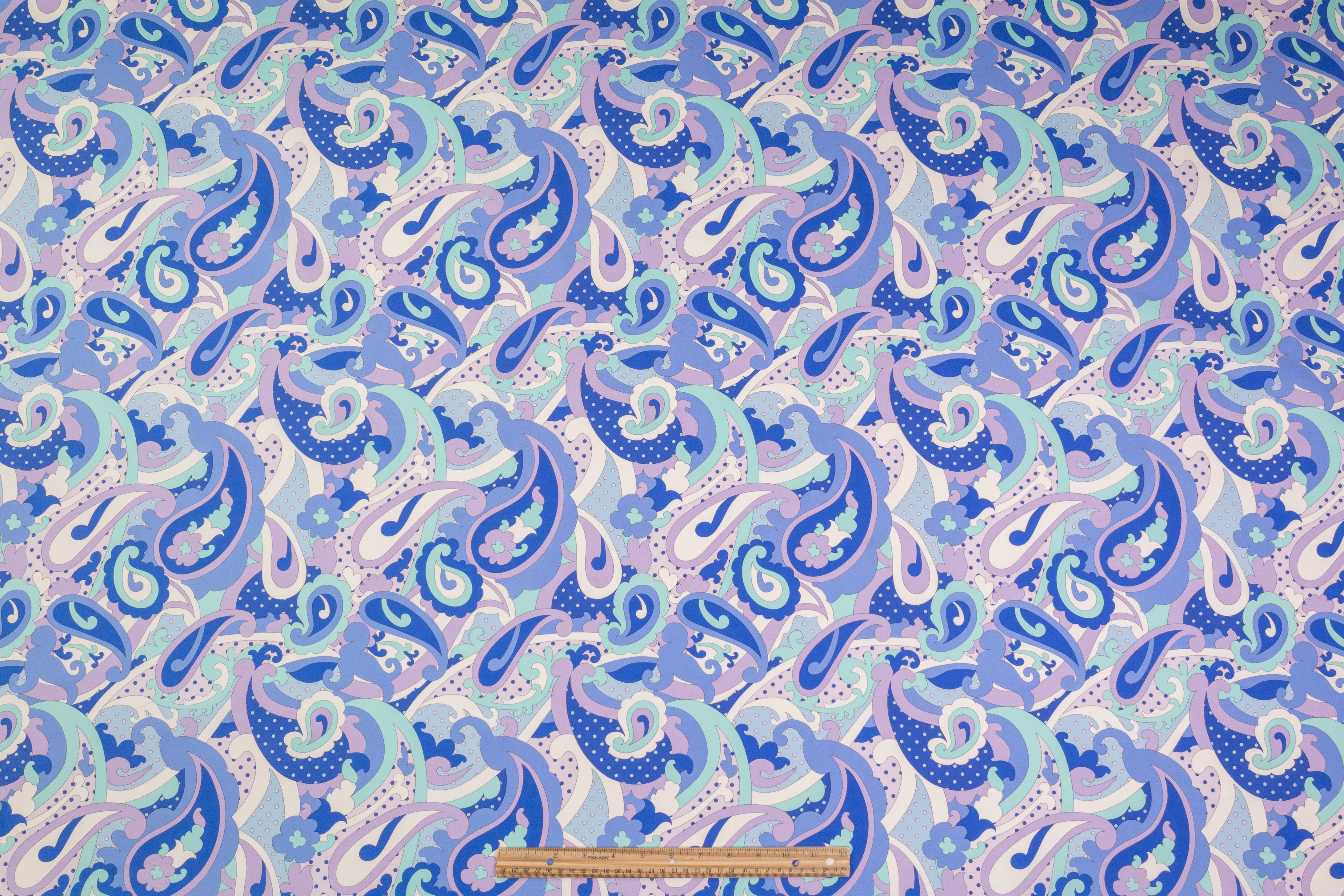 Paisley Printed Italian Cotton - Blue / Lavender