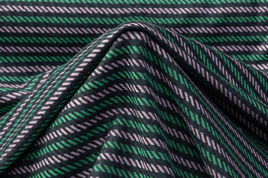 Striped Italian Wool Nylon Tweed - Pink / Green