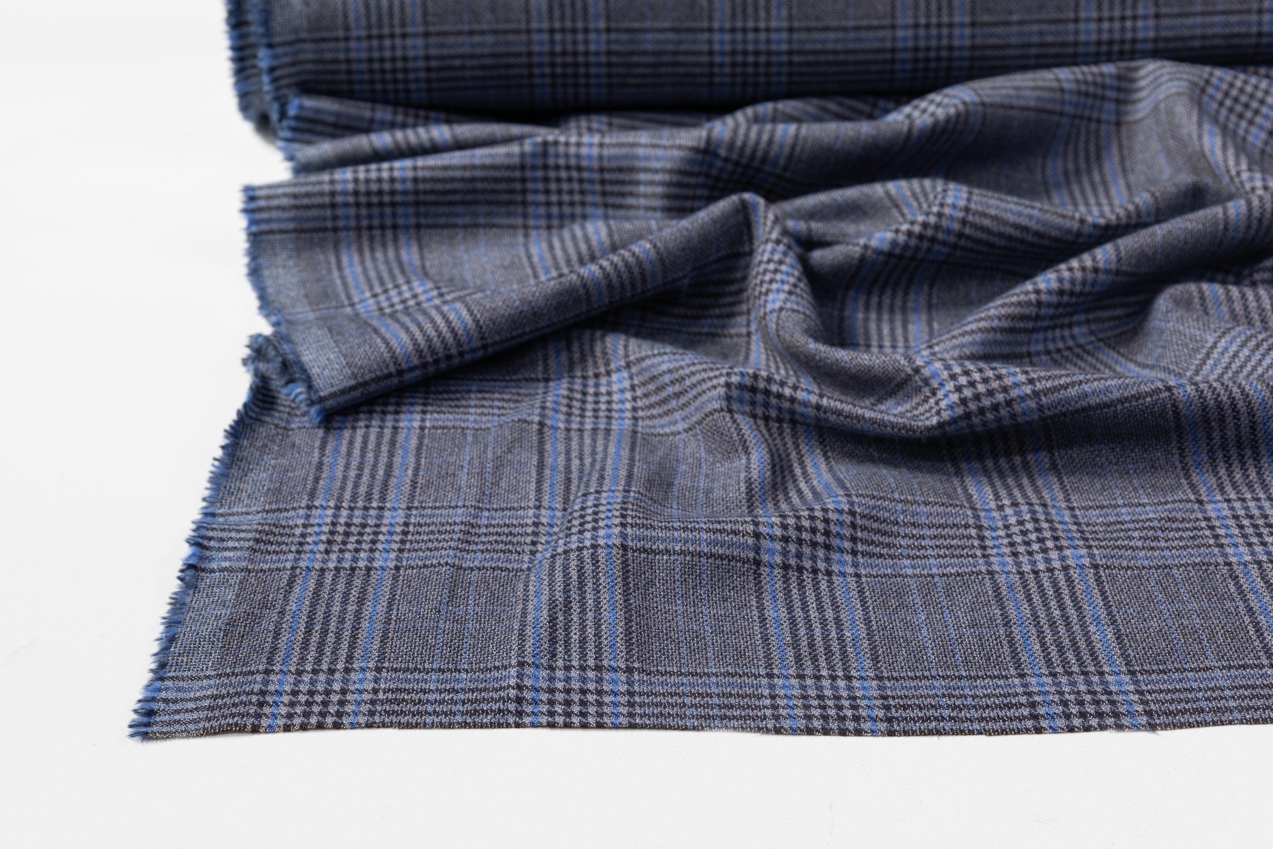 Checked Italian Wool Suiting - Blue / Gray