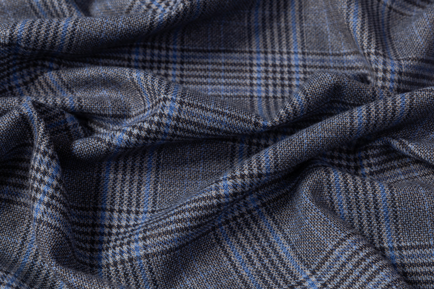 Checked Italian Wool Suiting - Blue / Gray