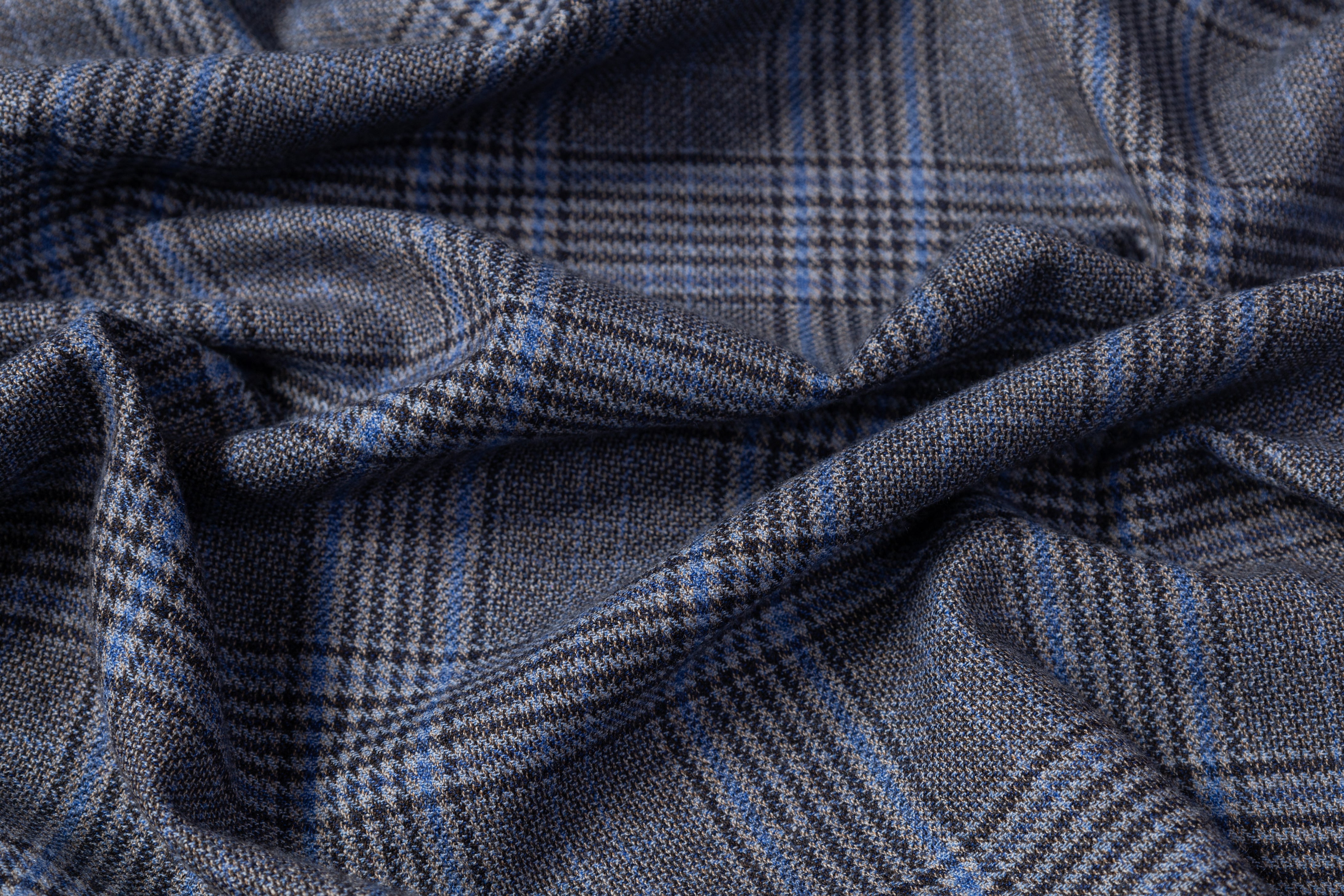 Checked Italian Wool Suiting - Blue / Gray