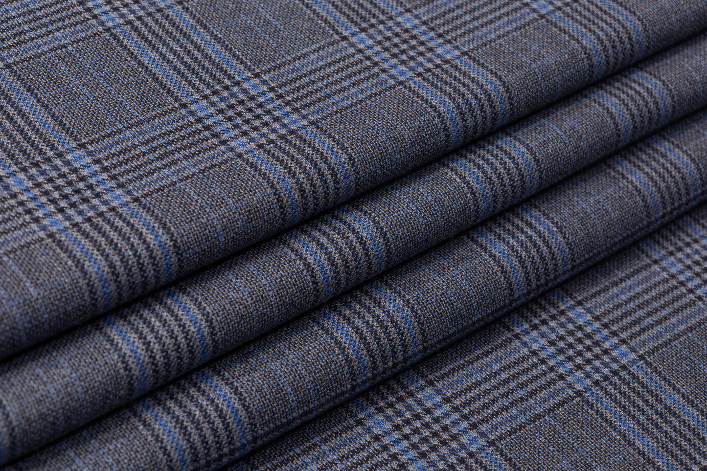 Checked Italian Wool Suiting - Blue / Gray