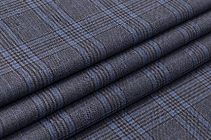 Checked Italian Wool Suiting - Blue / Gray