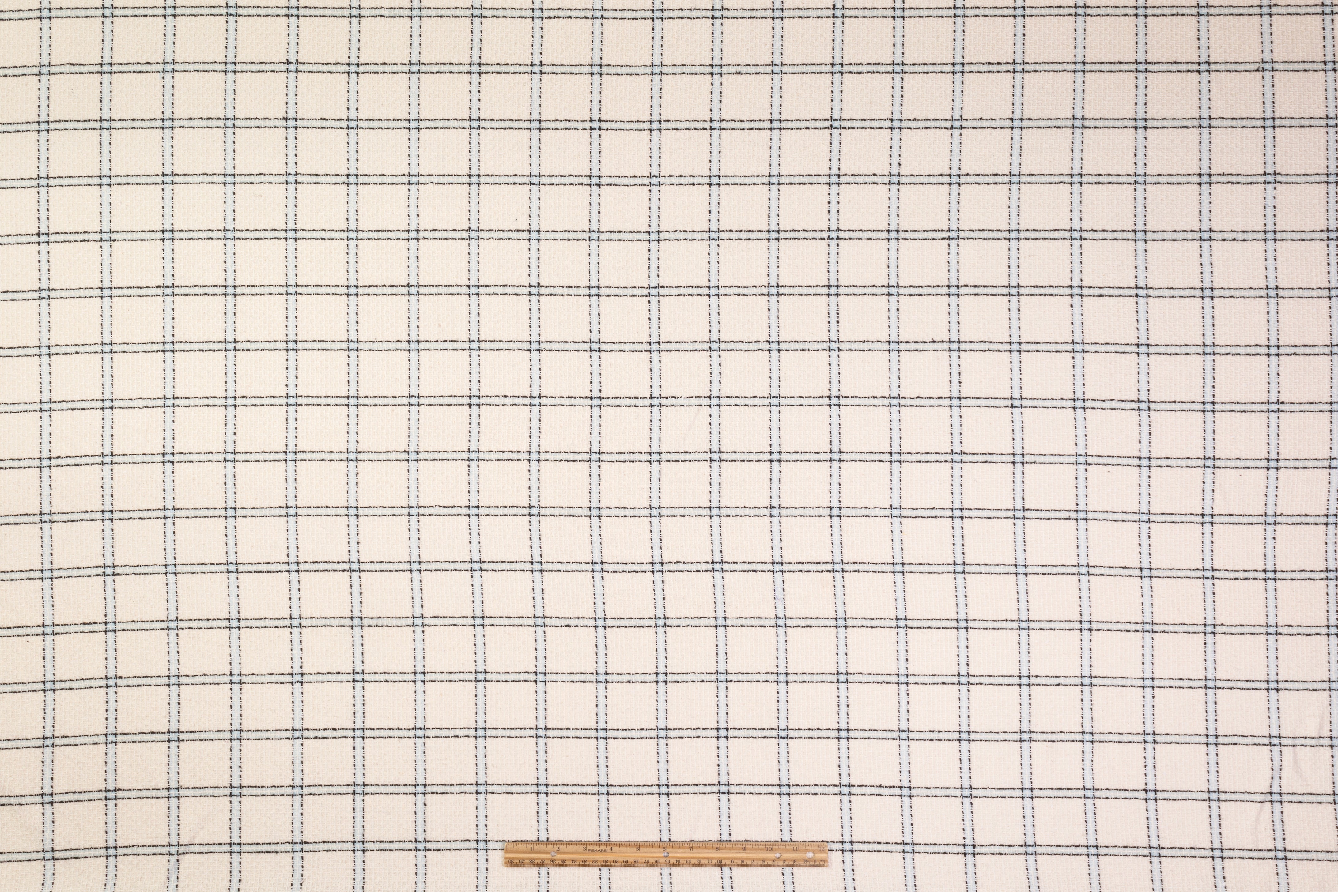 Checked Italian Cotton Tweed - Off White / Black / Blue