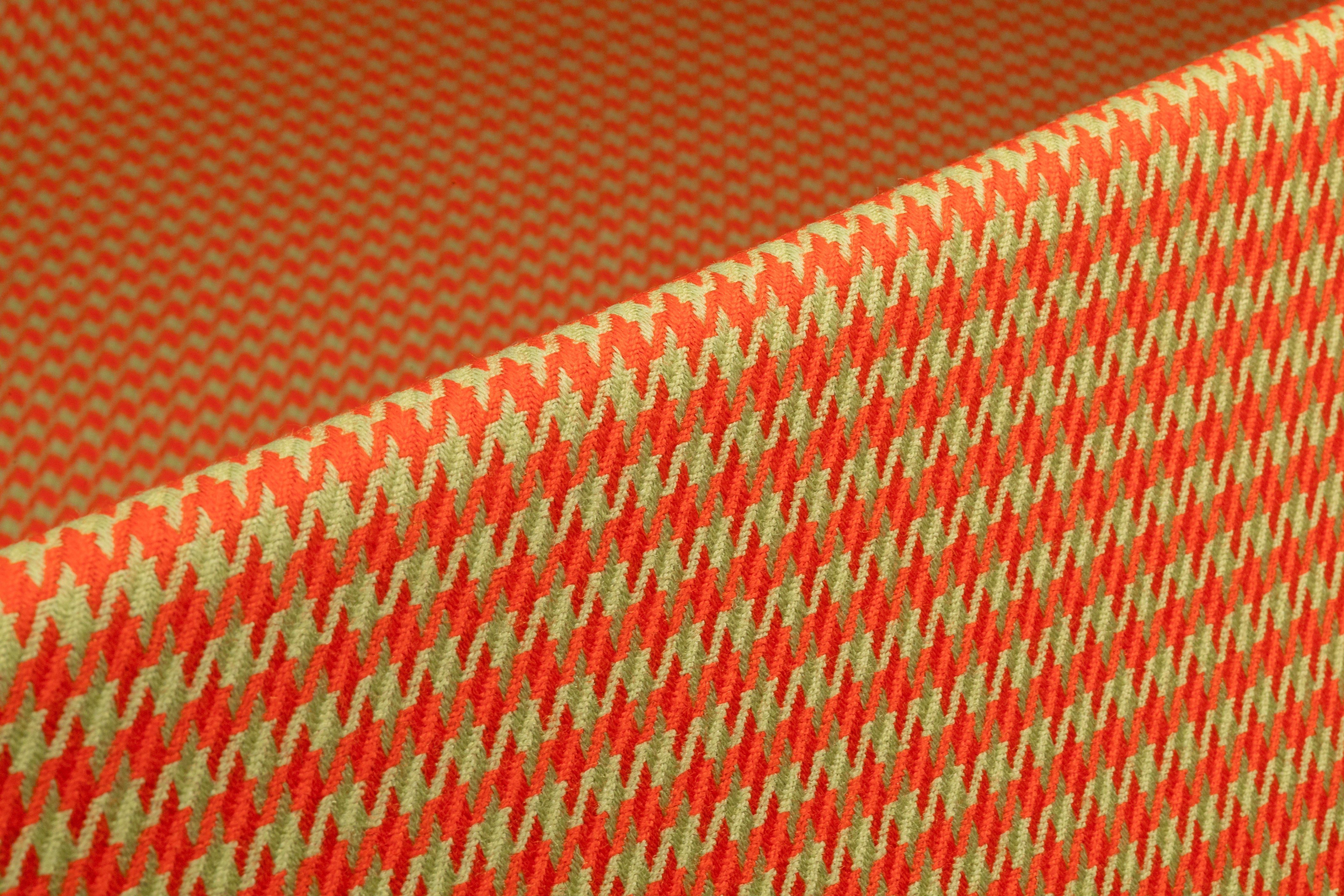 Houndstooth Italian Wool Suiting - Red / Sage Green